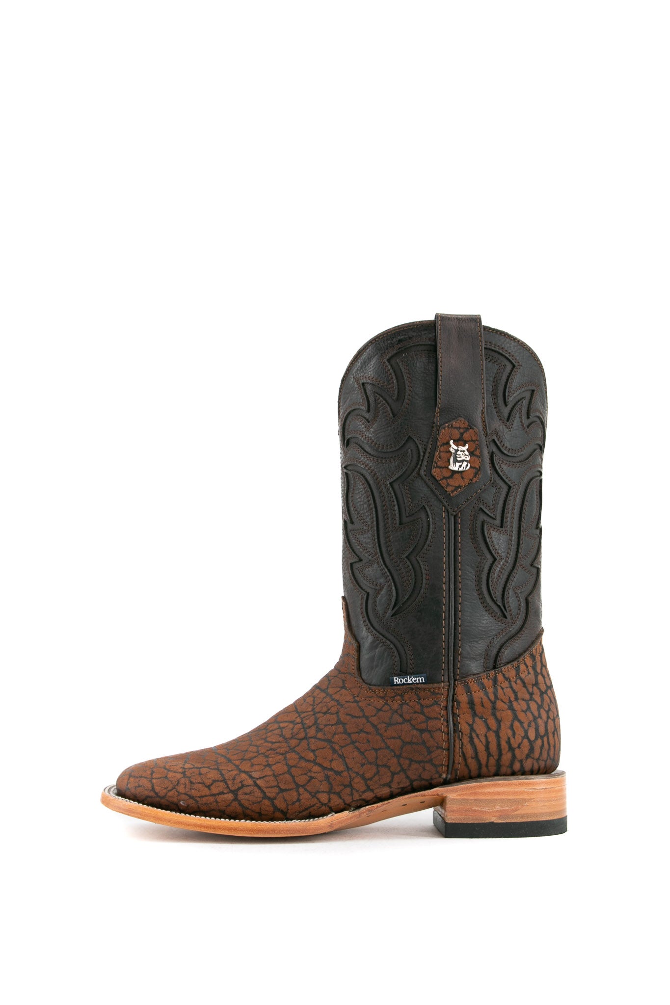 Premium Rock'em Bull Neck Square Toe Cowboy Boots for Men - Genuine Leather Western Riding Boots with Comfortable Cushion - Perfect for Country Dancing, Rodeo Events & Outdoor Adventures