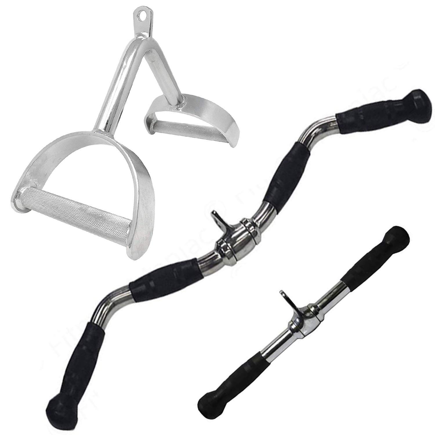 FITNESS MANIAC Multi-Exerciser Gym Cable Attachments - Tricep Pressdown Bar, Weightlifting Handle Combo Set for Home & Commercial Gym Workouts (Strength Training, CrossFit, Bodybuilding)