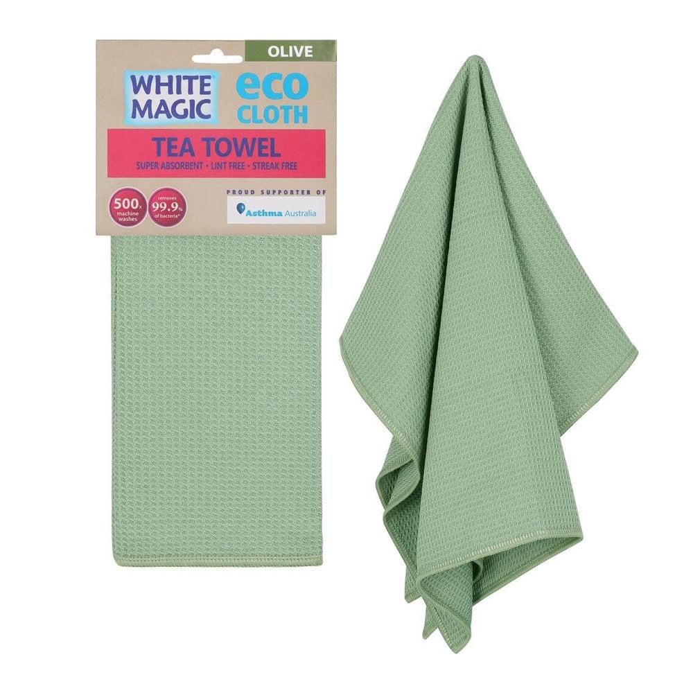Premium White Magic Microfiber Tea Towel - Super Absorbent & Quick Drying - Olive Green - Perfect for Kitchen, Dish Drying & Cleaning