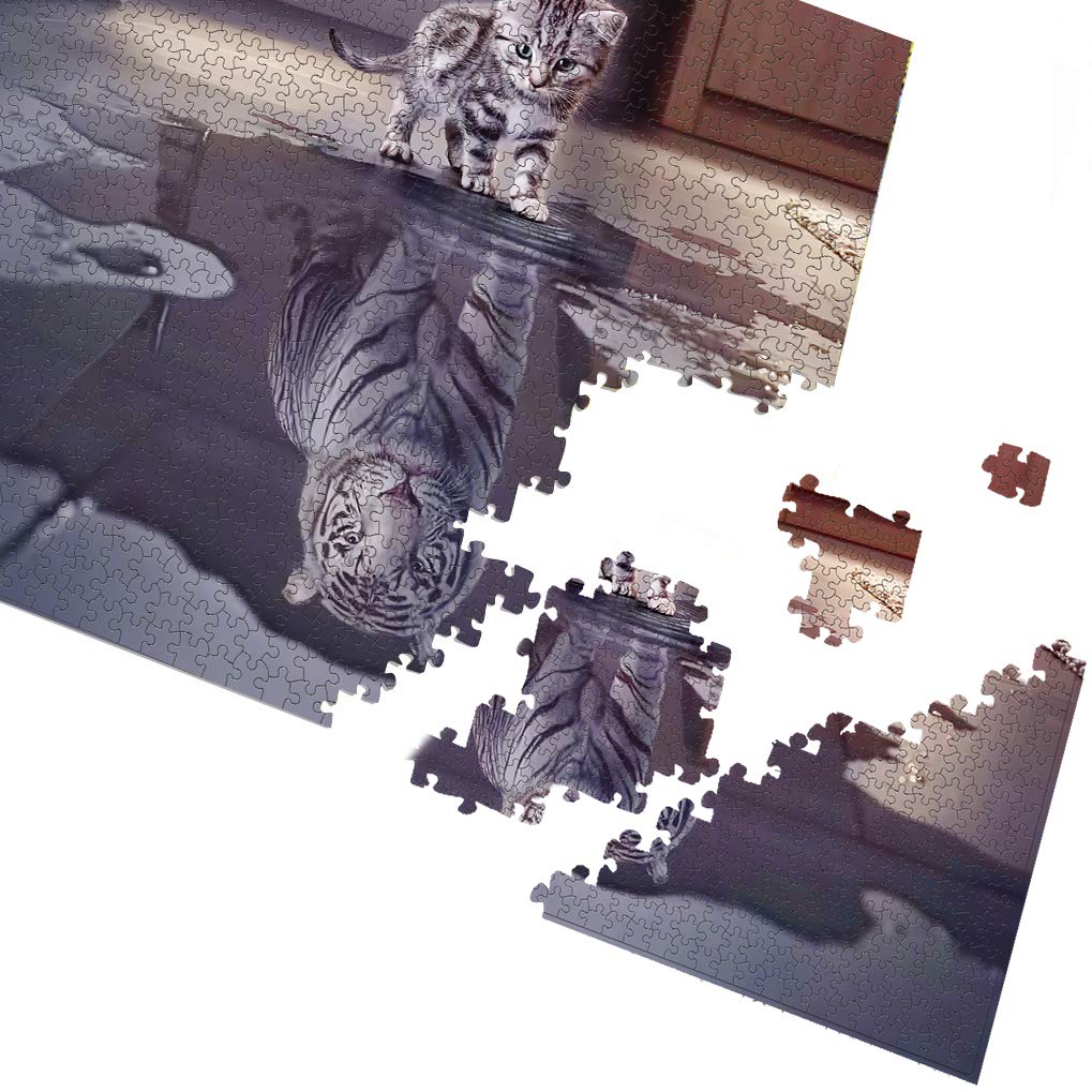 1000 Piece Jigsaw Puzzle for Adults & Teens - Tiger Cat Animal Puzzle - Challenging & Relaxing Brain Game for Family Bonding, Stress Relief & Home Decor