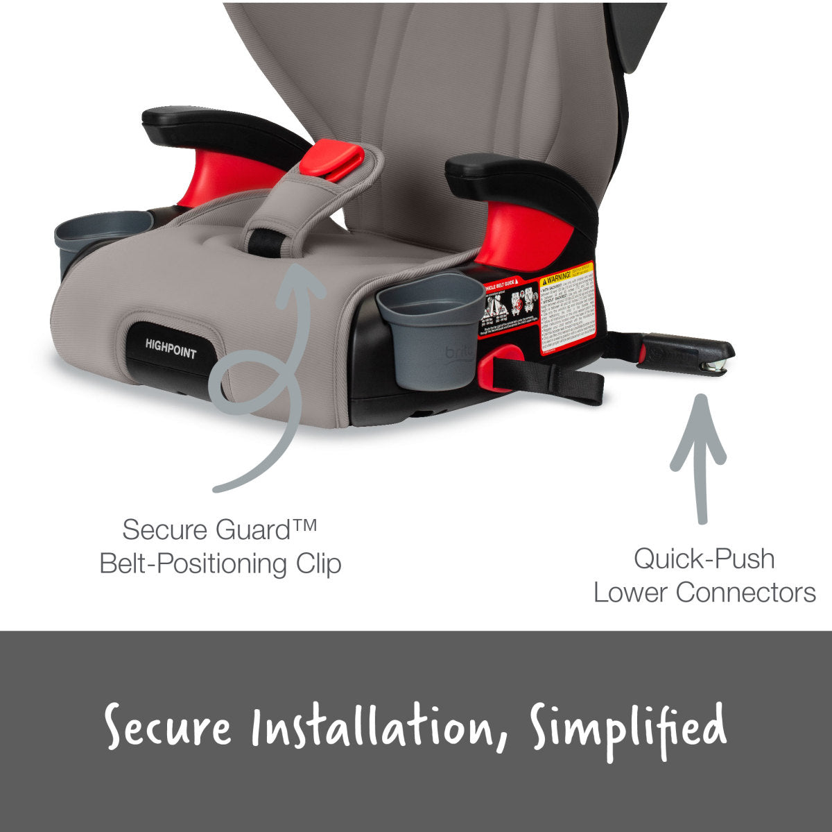 Britax Highpoint Backless Belt Positioning Booster Car Seat for Kids - SafeWash Cover & Easy Installation | Ideal for Travel, School & Daily Commute (Damaged Box)