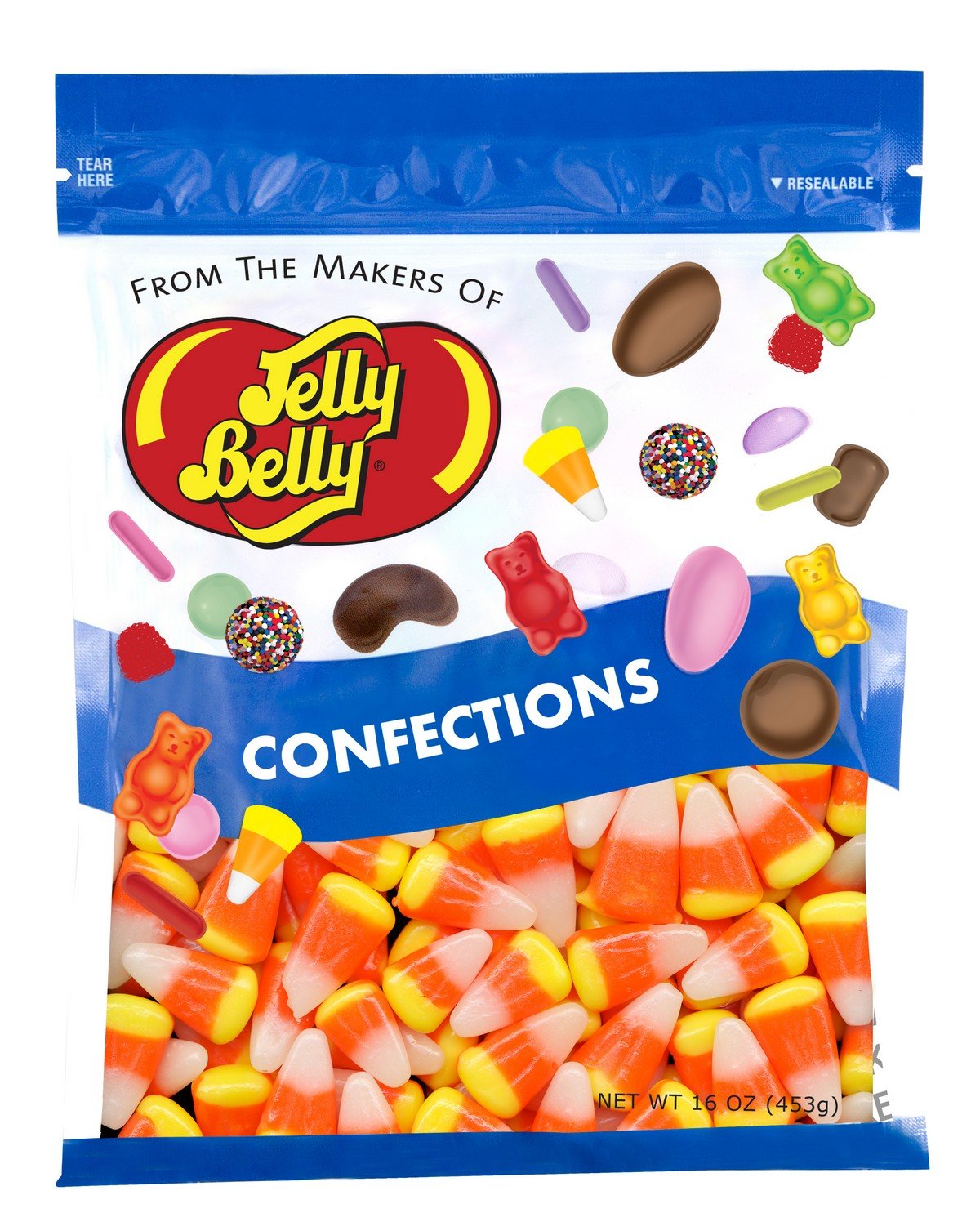 Jelly Belly Candy Corn - 1 Pound (16oz) Resealable Bag of Classic Creamy Vanilla Flavored Halloween Candy | Perfect for Trick-or-Treating, Party Favors & Fall Festivals