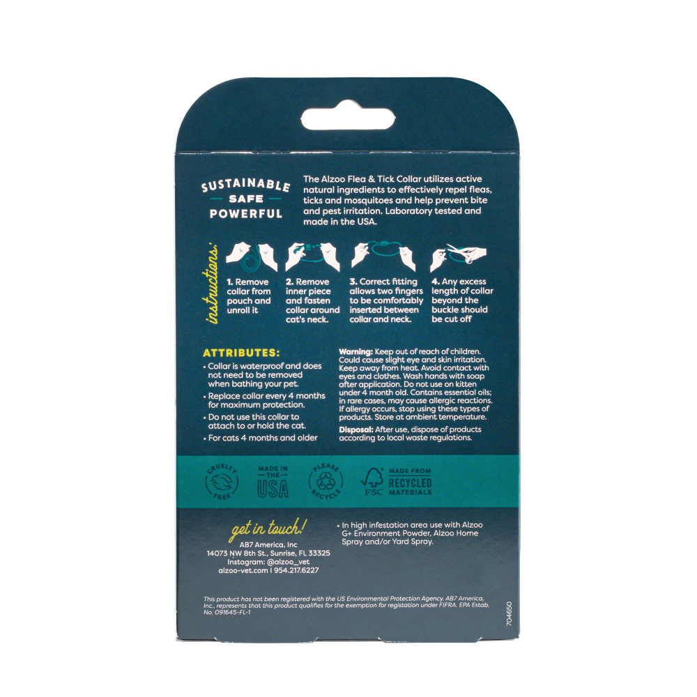 Alzoo Natural Flea & Tick Collar for Cats - Safe & Effective Flea Prevention for Indoor & Outdoor Cats - Perfect for Daily Use at Home or Travel