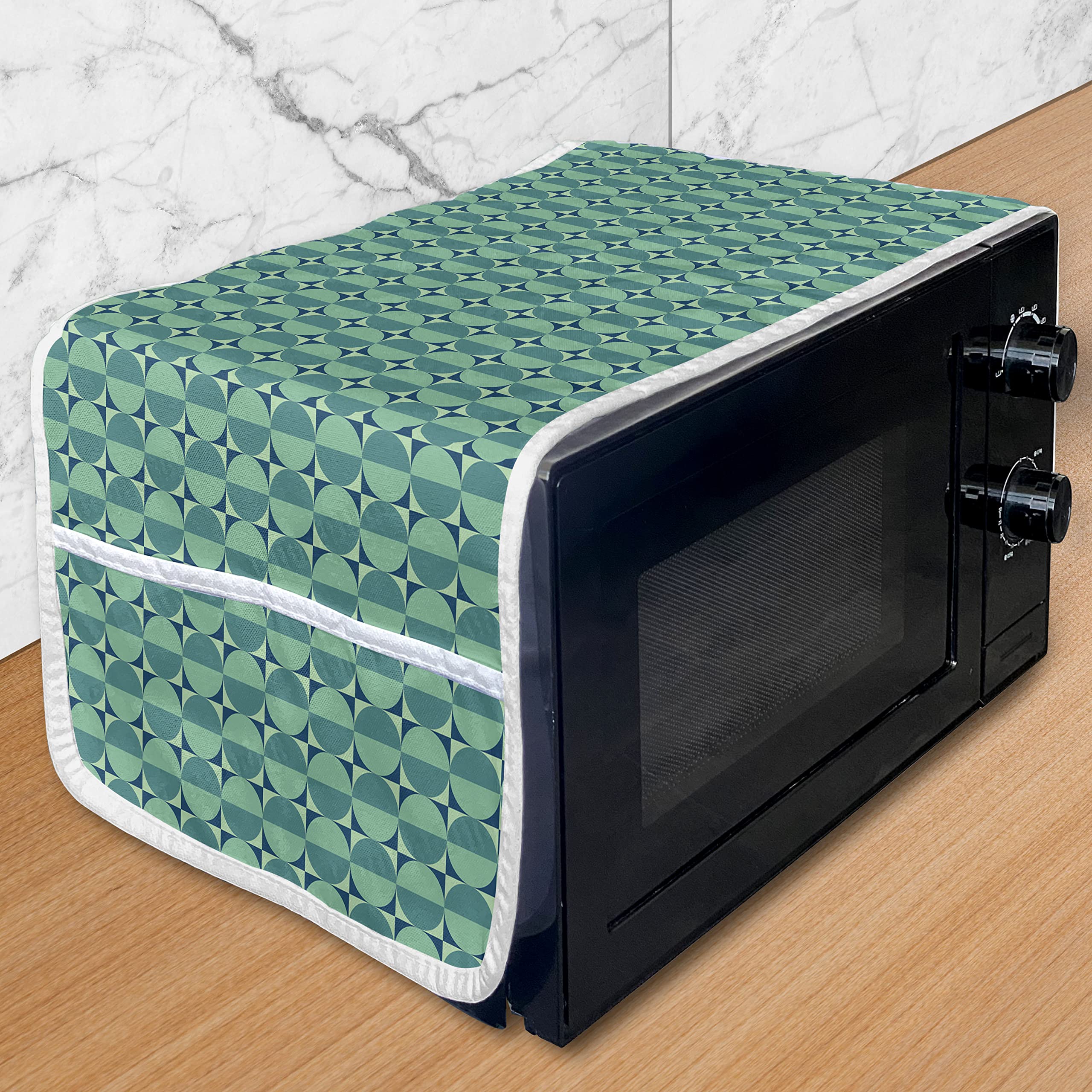 Ambesonne Geometric Microwave Oven Cover - Waterproof Kitchen Organizer with Pockets, 36