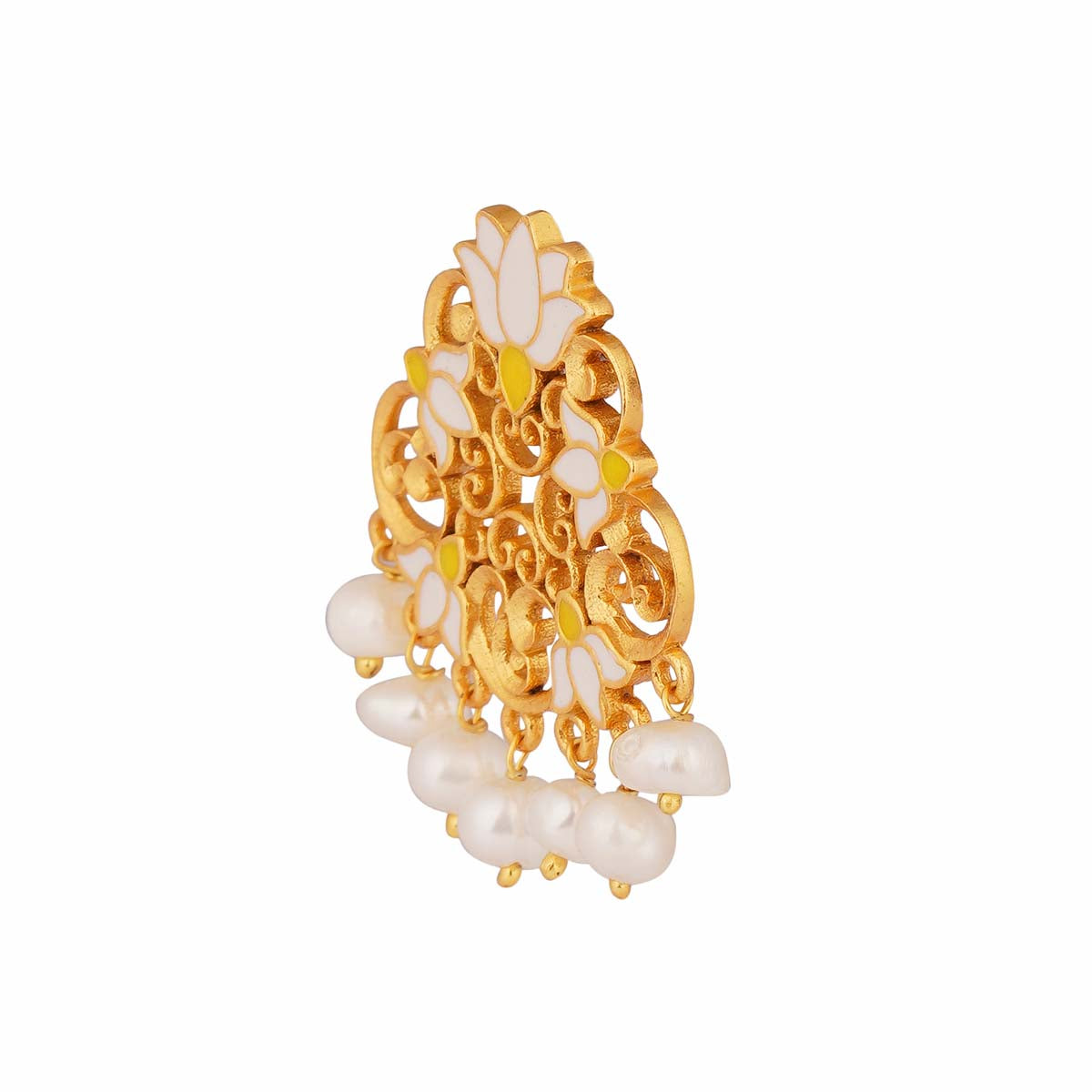 Stylish White Enamel Glory Lotus Stud Earrings - Perfect for Women's Daily Wear, Parties & Gifts