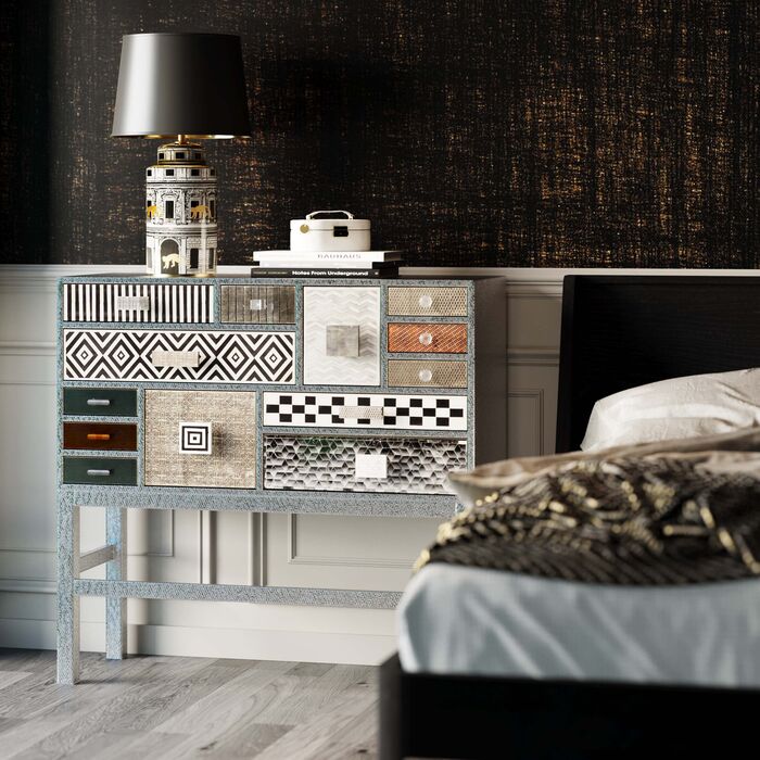 High Dresser Chalet Silver 13 Drawers - Modern Bedroom Storage Solution for Clothes, Accessories & Organizing