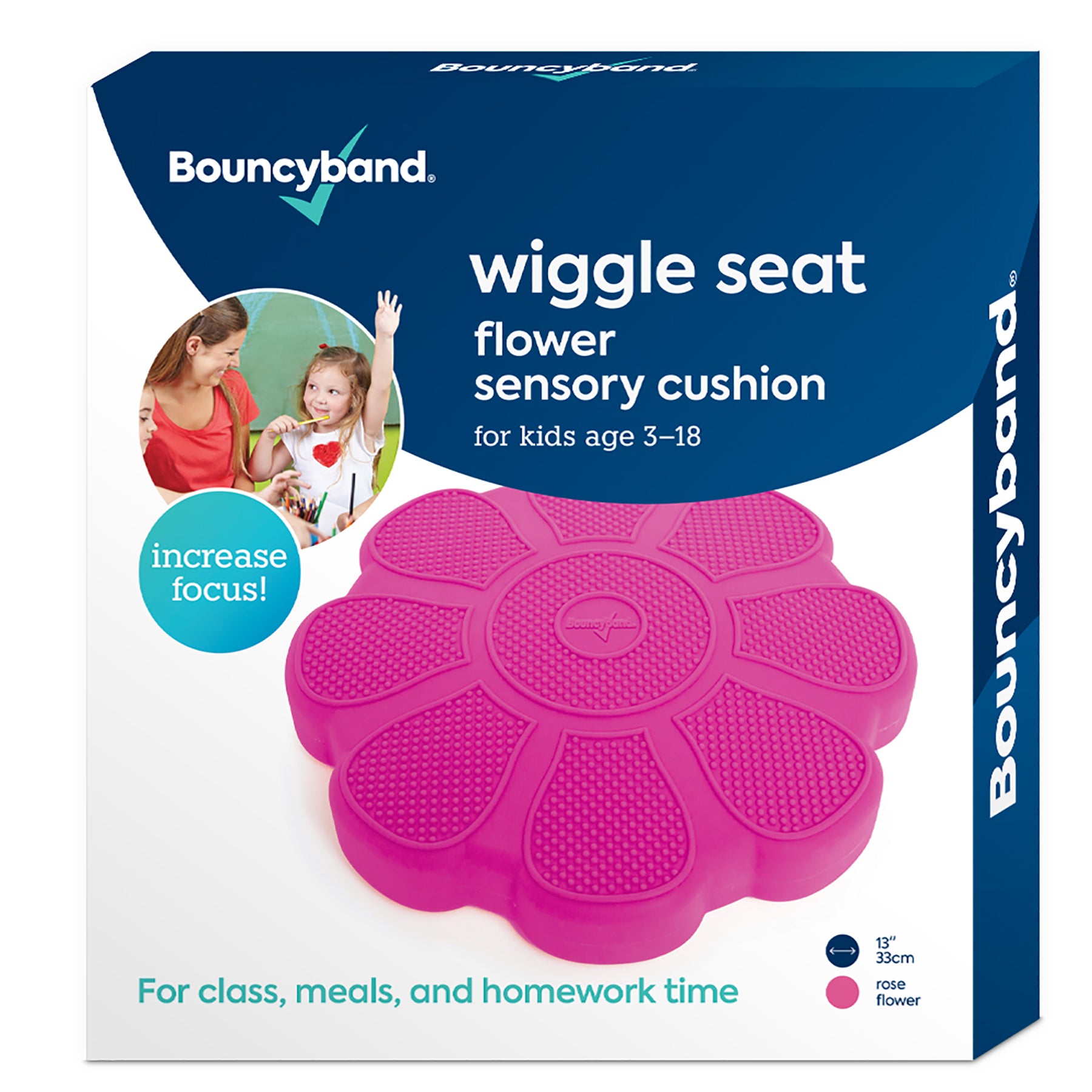 Bouncyband Wiggle Seat Cushion for Kids - Sensory Balance Disc with Rose Flower Design - Perfect for Classroom, Office & Home Use to Improve Focus and Posture