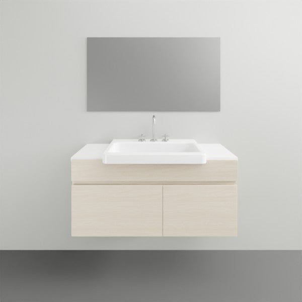 ADP Glacier Lite Semi-Recessed Vanity with Solid Surface Top - Slim Bathroom Sink Cabinet for Small Spaces, Perfect for Modern Powder Rooms and Compact Bathroom Designs