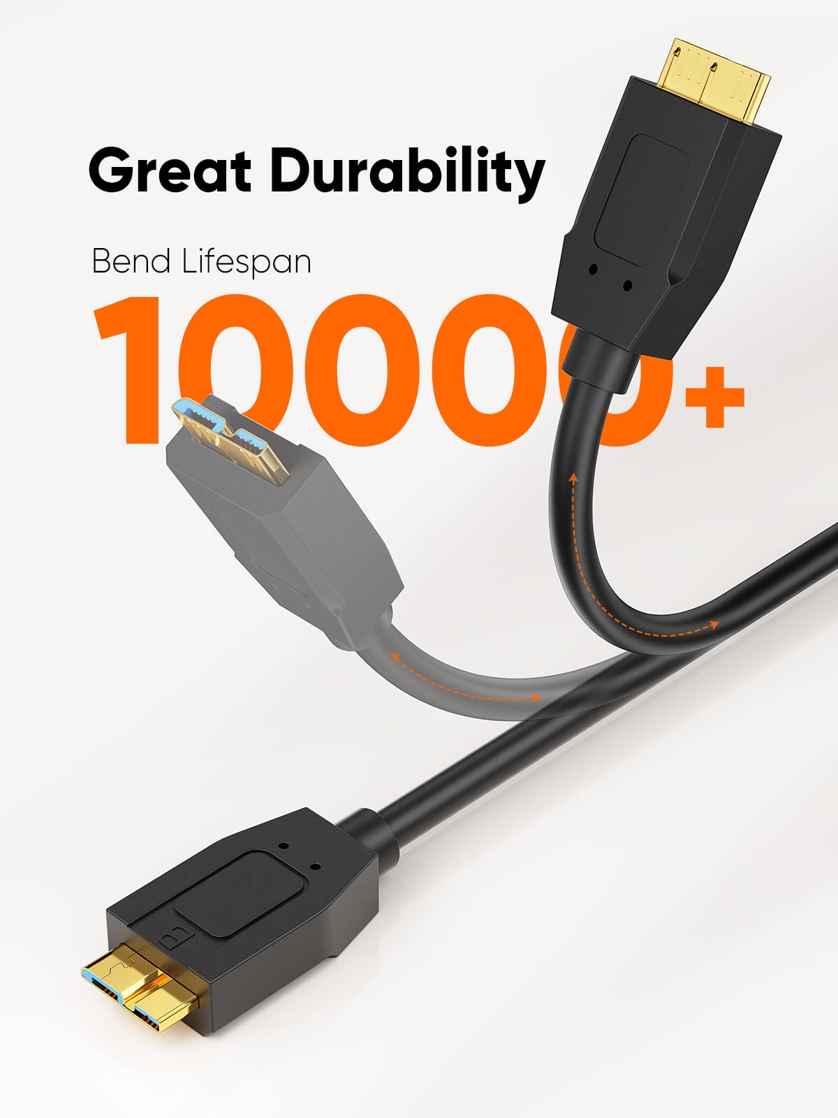CableCreation USB 3.1 Micro B to USB C Cable 2FT (10Gbps, 0.6m) - High Speed External Hard Drive Cable for MacBook Pro/Air, Samsung Galaxy S5, WD My Passport/Elements - Perfect for Data Transfer & Backup (Black)