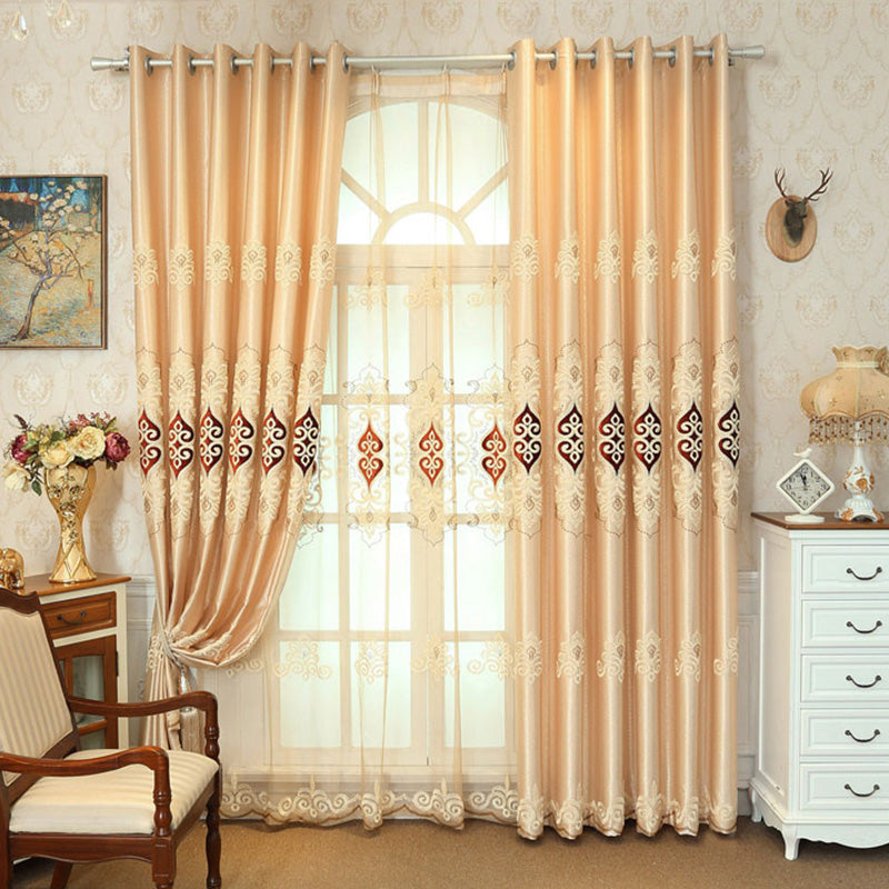 Phoebe Two Layer Luxury Embroidery Blackout Thermal Custom Curtains - Soundproof & Energy Efficient Window Treatments for Bedroom, Living Room & Home Theater