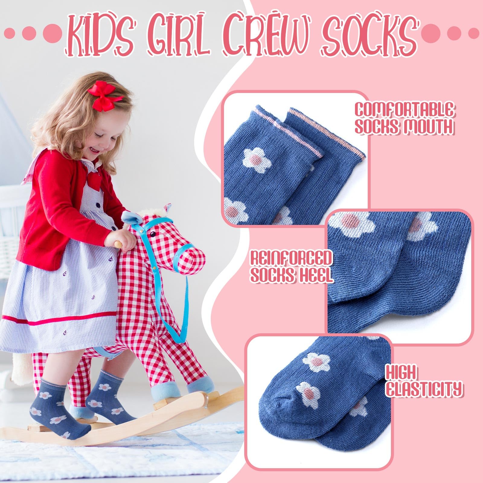 Bencailor 20 Pairs Cartoon Crew Socks for Girls - Cute Ruffle Cotton Socks with Fun Patterns - Perfect for School, Playtime & Daily Outfits
