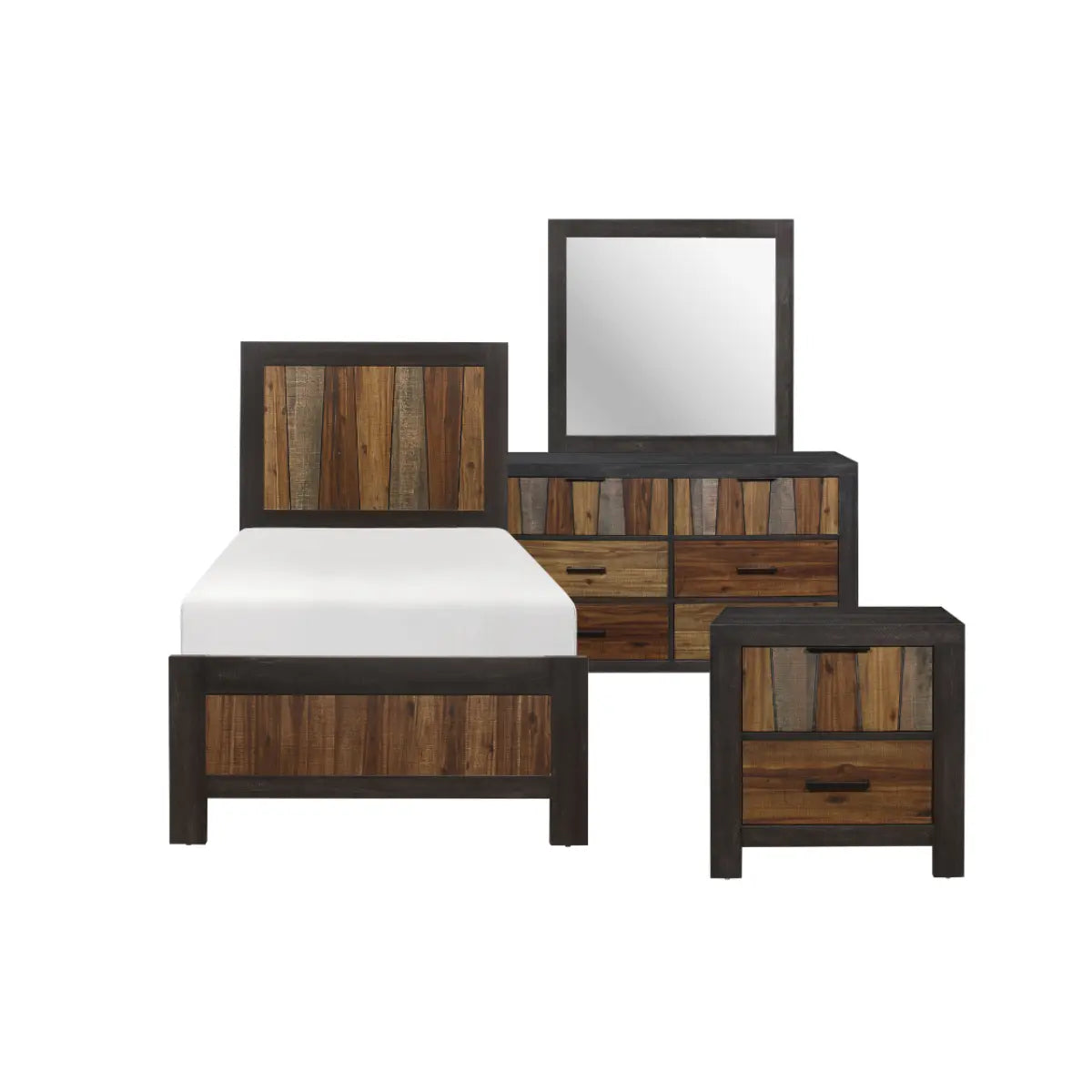 Cooper Bedroom Set 2059 - Queen Size Bed Frame with Nightstands & Dresser - Modern Wooden Furniture for Master Bedroom & Guest Room