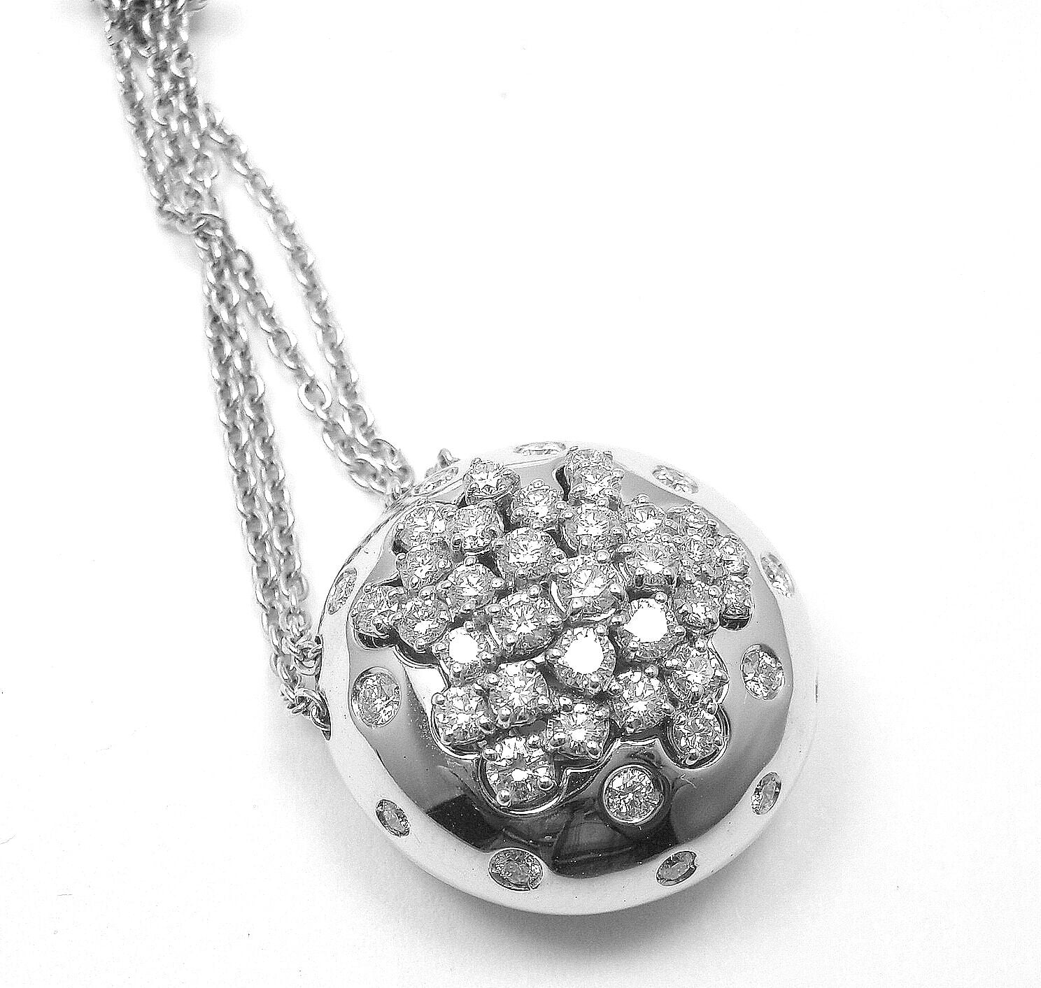 Authentic Damiani 18K White Gold Diamond Drop Cluster Pendant Necklace for Women - Elegant Jewelry Gift for Anniversary, Wedding & Special Occasions