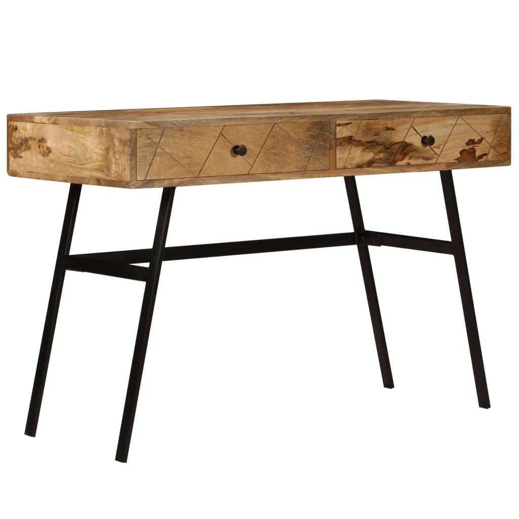 CHARMMA Solid Mango Wood Writing Desk with 2 Drawers - 43.3