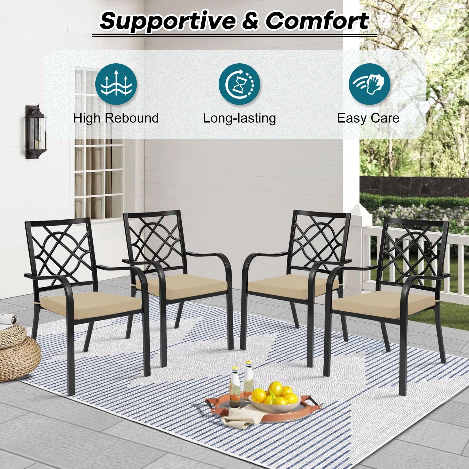 Waterproof Square Patio Chair Cushions 18.5