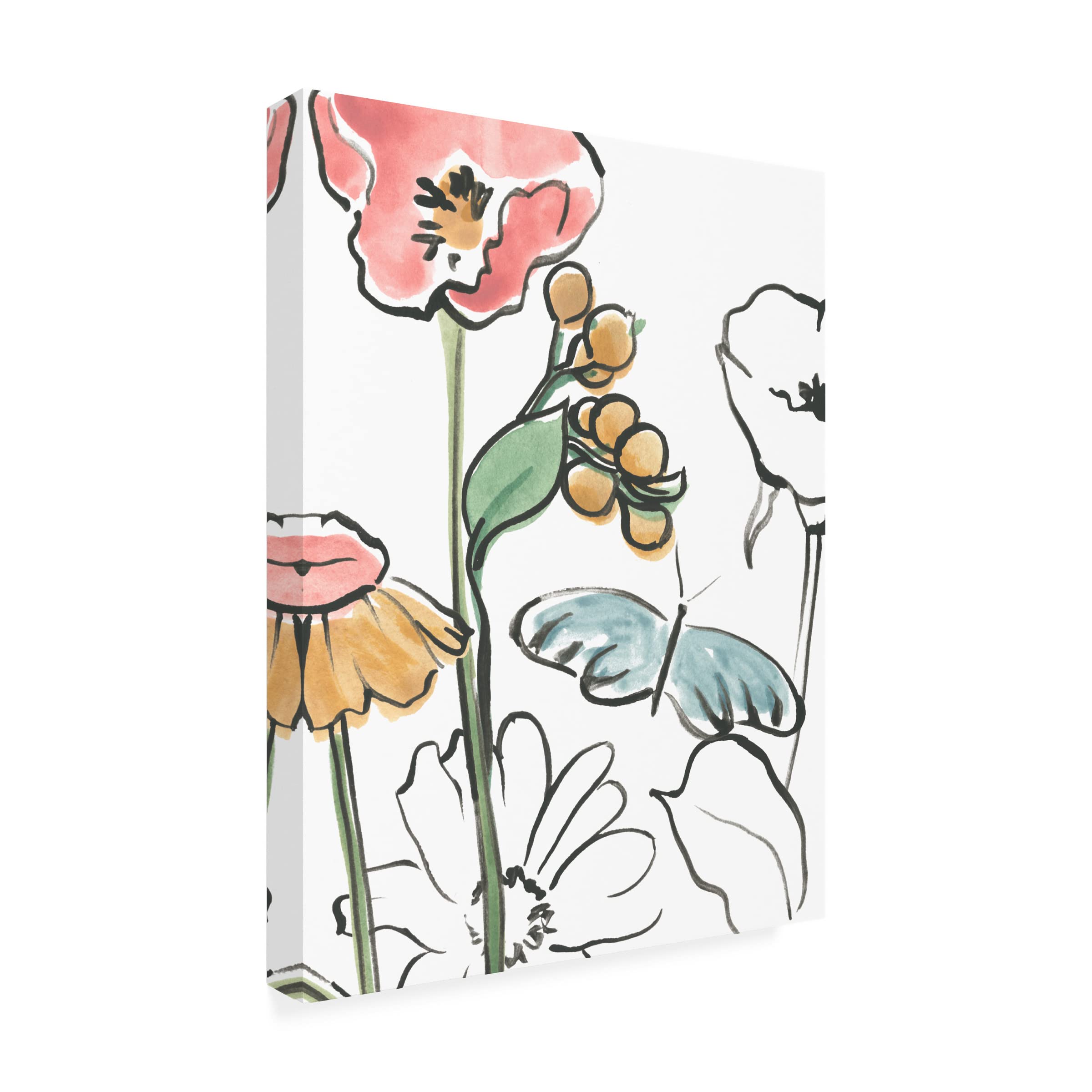 Boho Florals V Canvas Wall Art Print by June Erica Vess - Modern Floral Home Decor for Living Room, Bedroom & Office