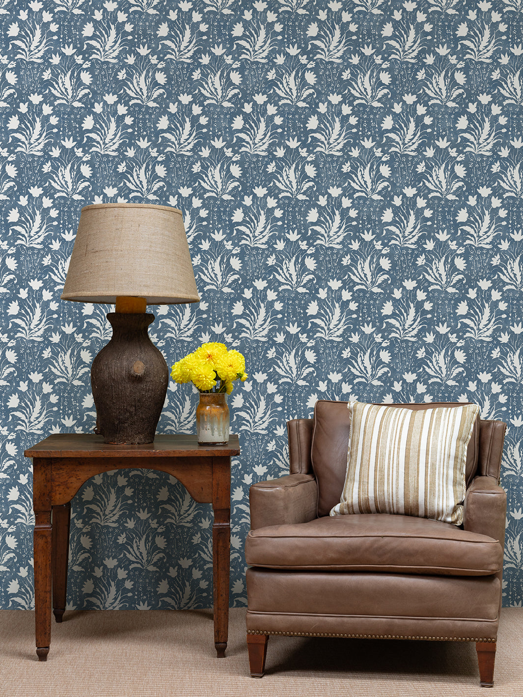 Nathan Turner Dark Blue Floral Wallpaper - Premium Peel and Stick Wallpaper for Bedroom, Living Room & Home Decor