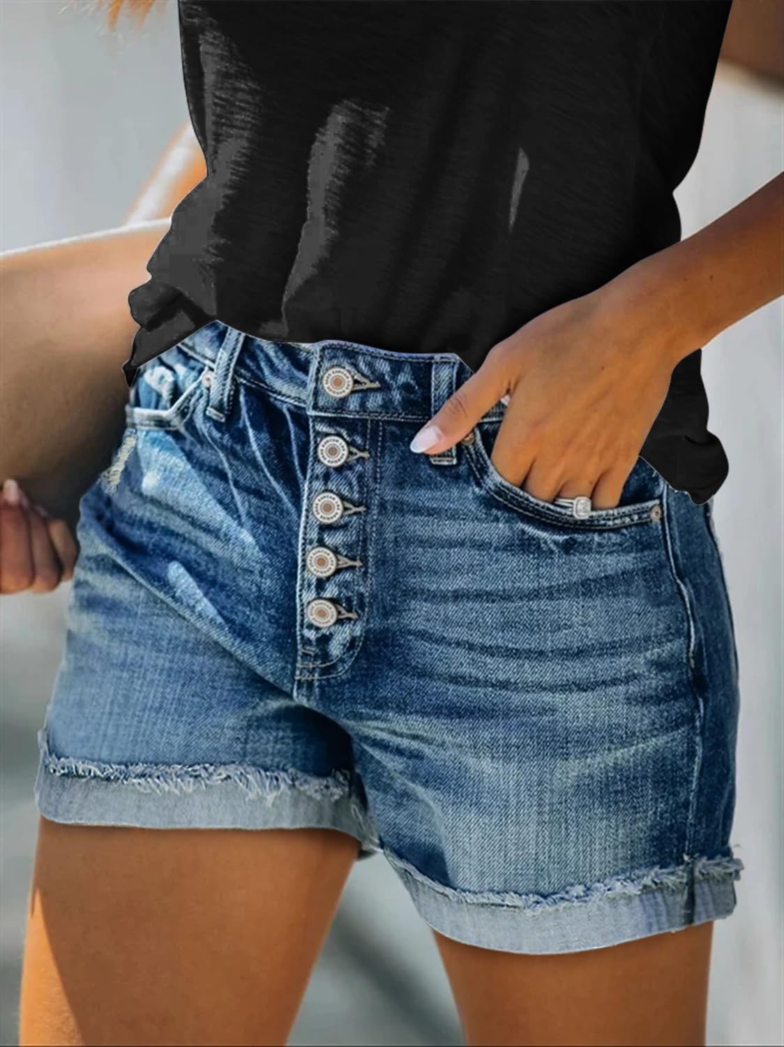 2025 Women's Stretchy Denim Jean Shorts - Casual Summer Shorts for Women | Perfect for Beach, Vacation & Outdoor Activities
