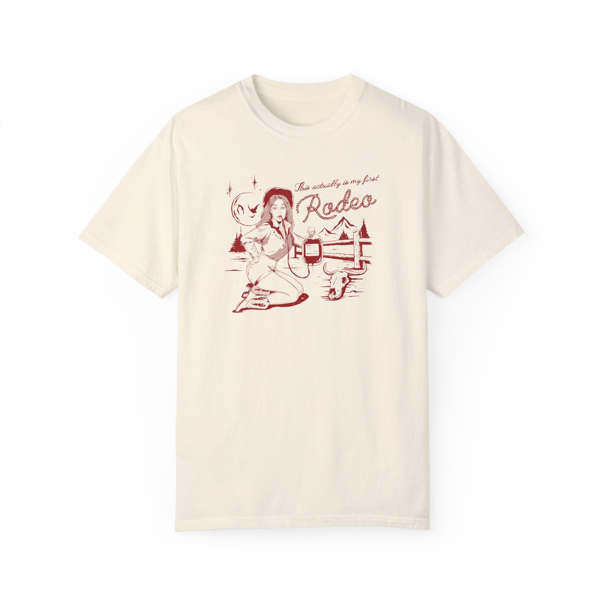 This Actually Is My First Rodeo T-Shirt - Funny Cowboy Western Graphic Tee for Men & Women - Perfect for Rodeo Events, Country Concerts and Western Parties
