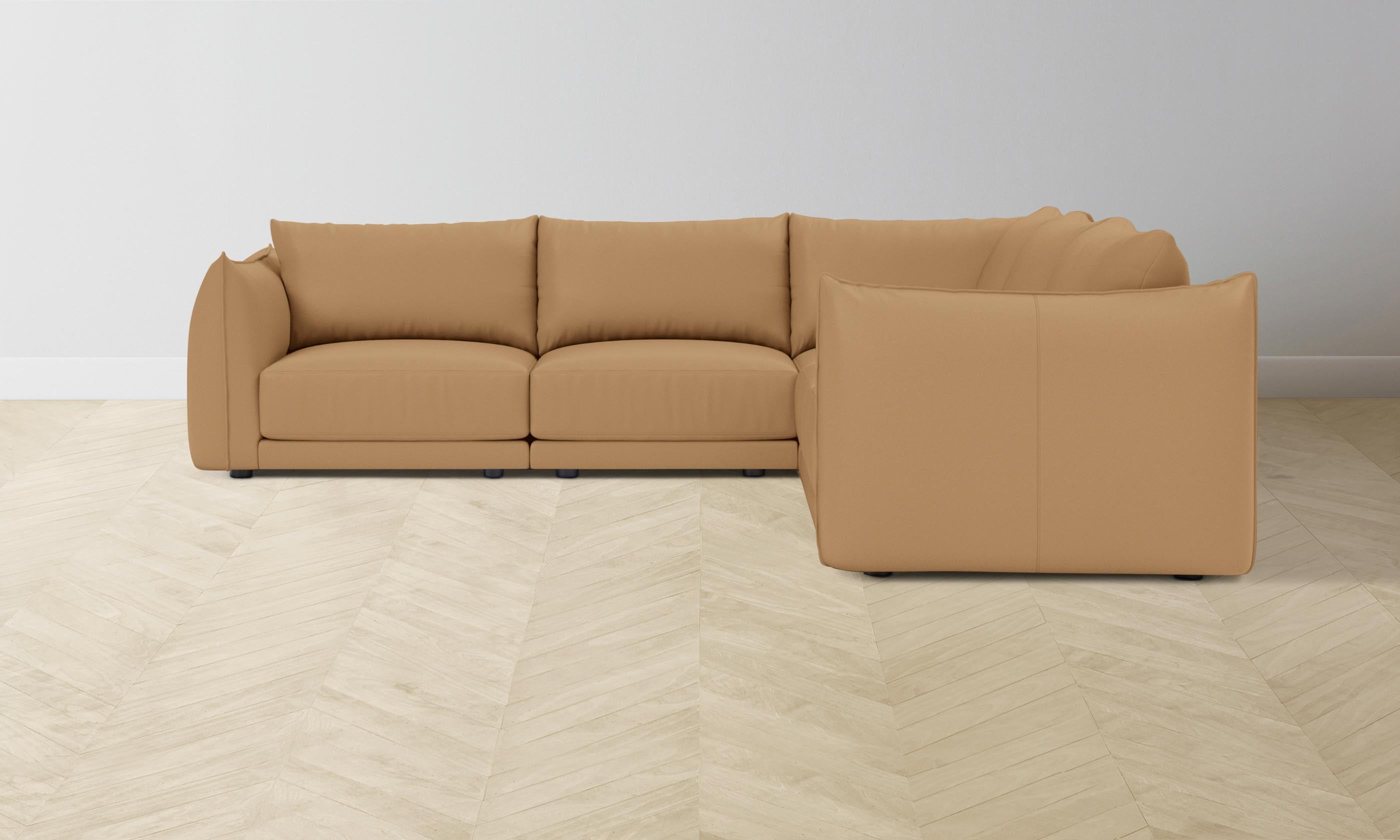 The Jones Modular Sectional Sofa - Pebbled Leather in Latte Brown | Perfect for Living Room, Family Room & Home Theater