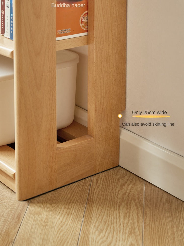 Solid Wood Floor-to-Ceiling Bookshelf - Beech & Oak Wooden Storage Shelf for Books, Toys, and Home Decor | Perfect for Living Room, Nursery, and Home Office Organization