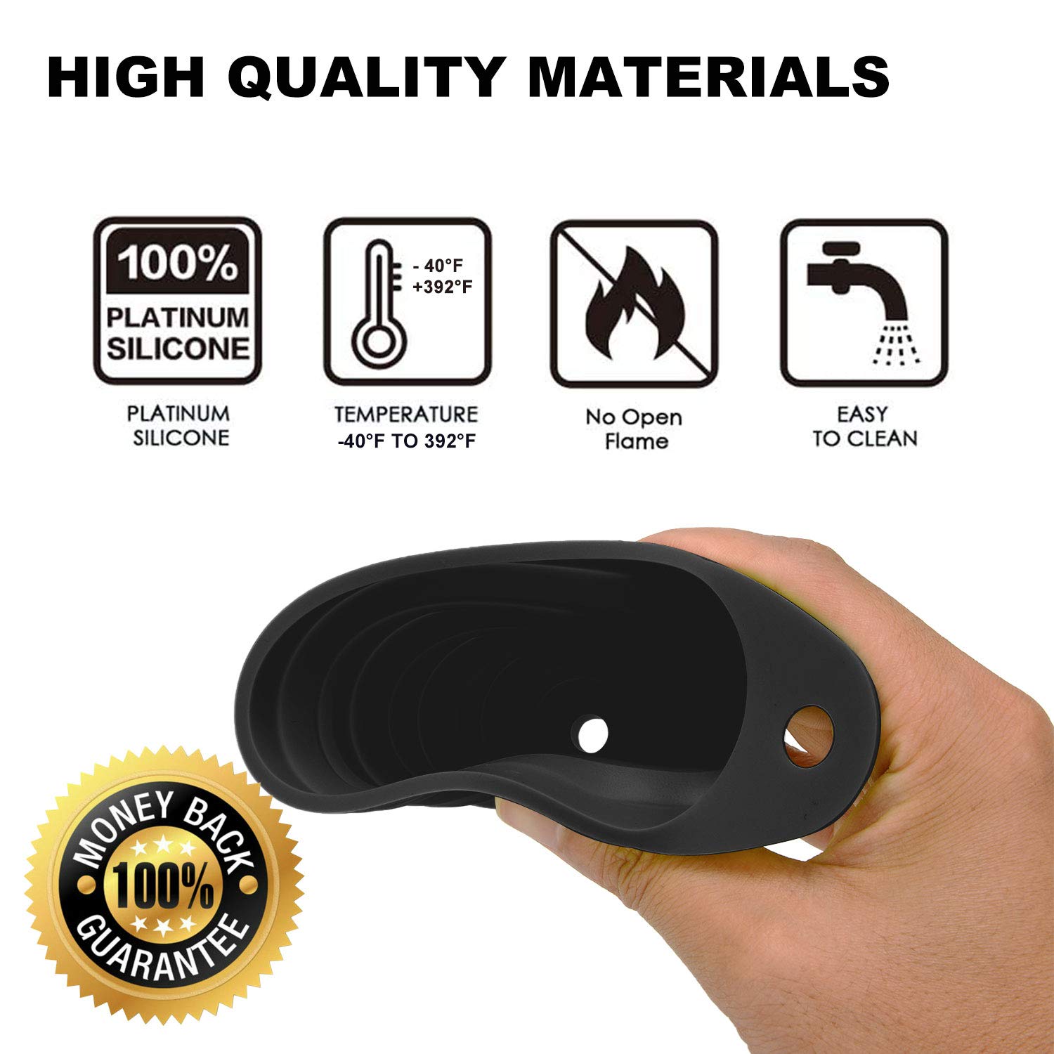 Premium Food Grade Silicone Collapsible Kitchen Funnel Set - BPA Free, Heat Resistant for Cooking, Baking, Oil Transfer & Liquid Pouring - Perfect for Home, Restaurant & Camping Use (Black)