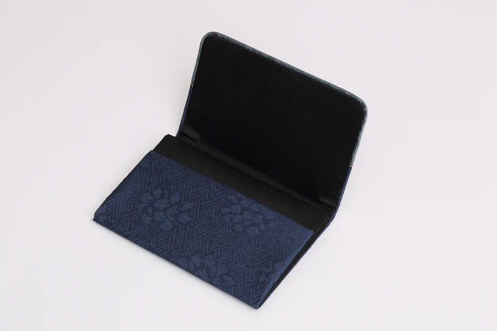 Premium Japanese Kyo Yuzen Business Card Holder - Auspicious Cloud & Indigo Blue Design | Handcrafted in Kyoto | Perfect for Corporate Gifts & Professional Networking Accessories