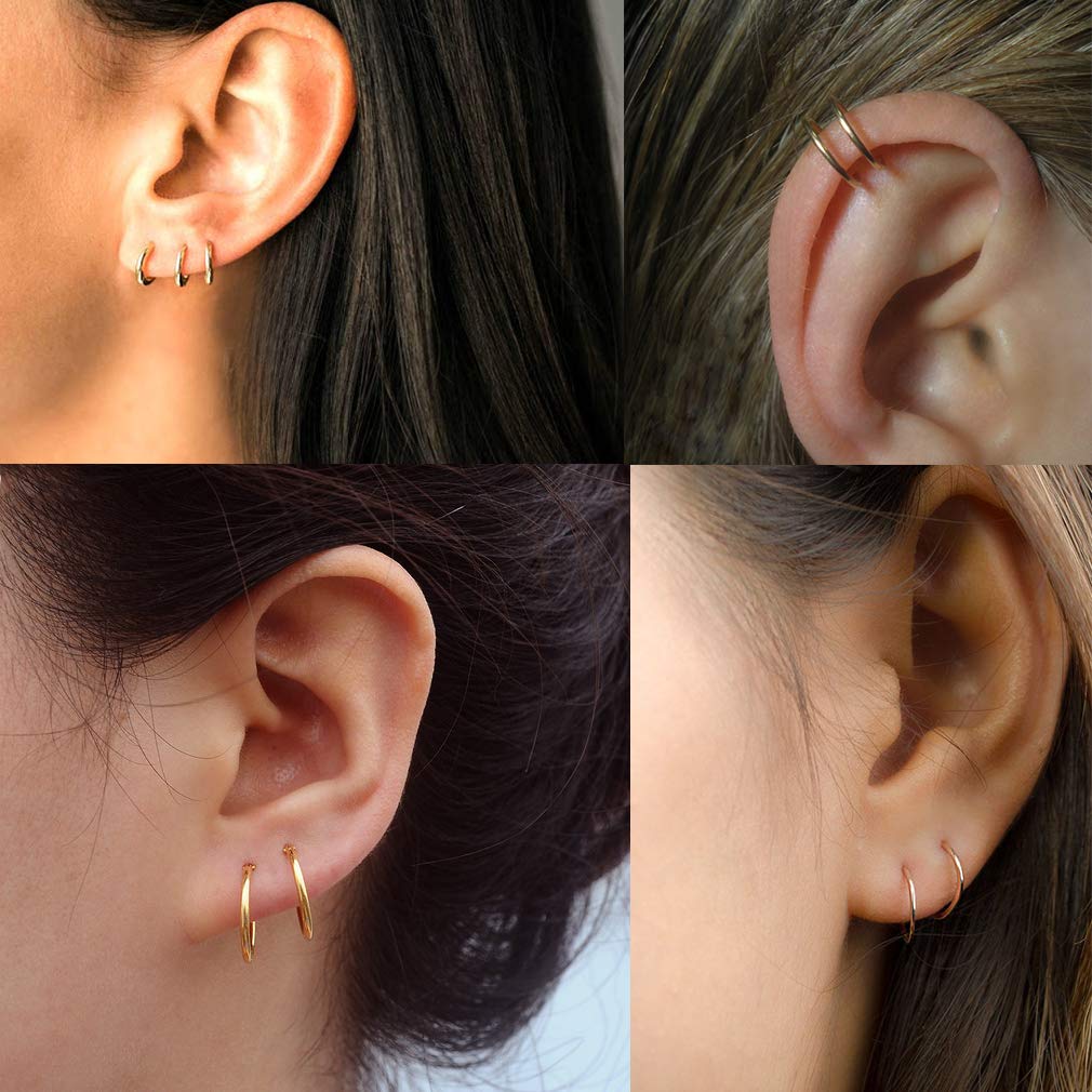 EPIRORA 925 Sterling Silver Hoop Earrings Set - 3 Pairs Hypoallergenic Cartilage, Tragus & Nose Rings for Women & Men | Perfect for Everyday Wear, Piercing Jewelry & Gift Giving