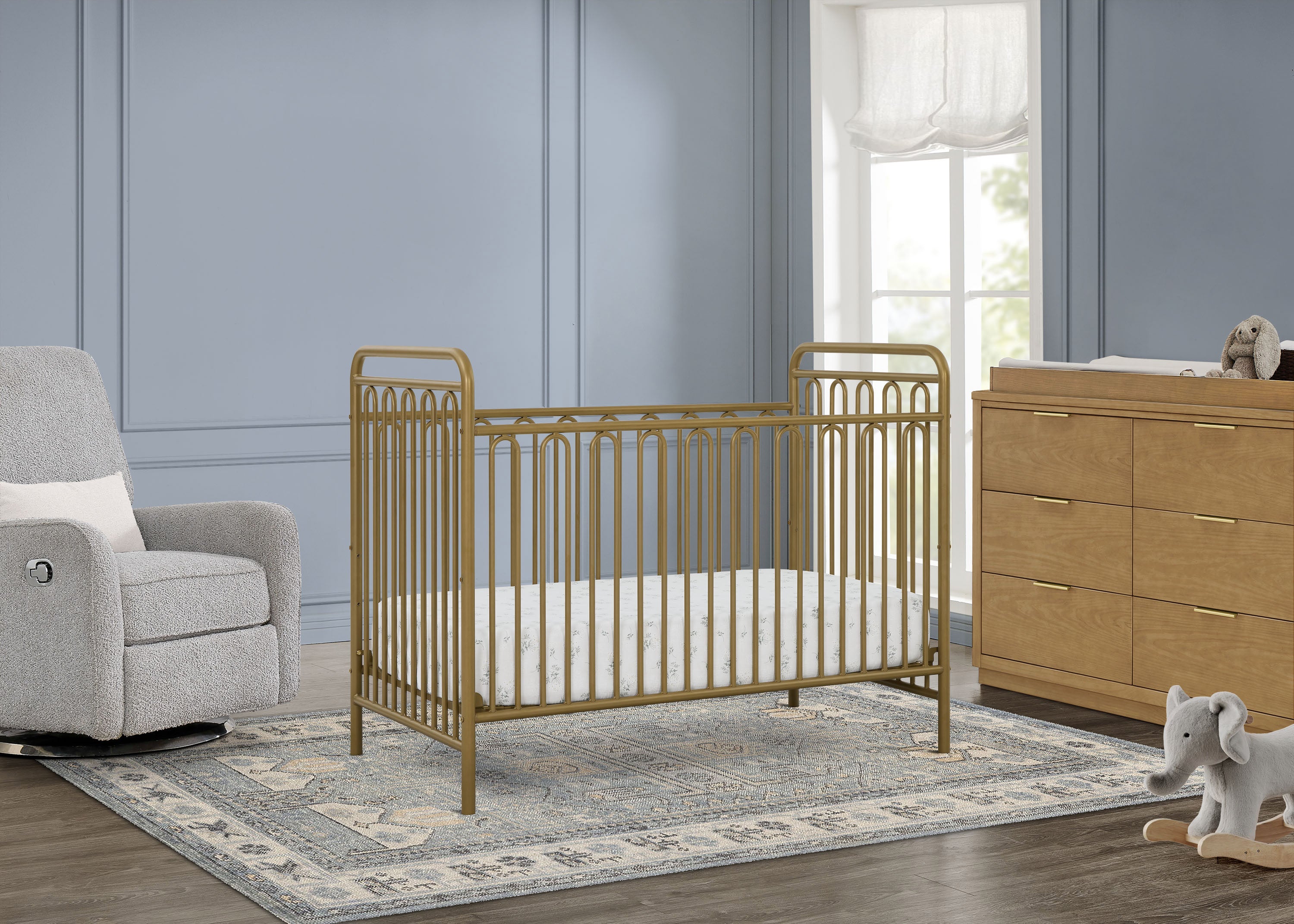 Darcy 4-in-1 Convertible Metal Baby Crib - Toddler Bed, Daybed & Full-Size Bed Conversion - Modern Nursery Furniture for Newborns to Teens (White) | Perfect for Small Spaces & Growing Families