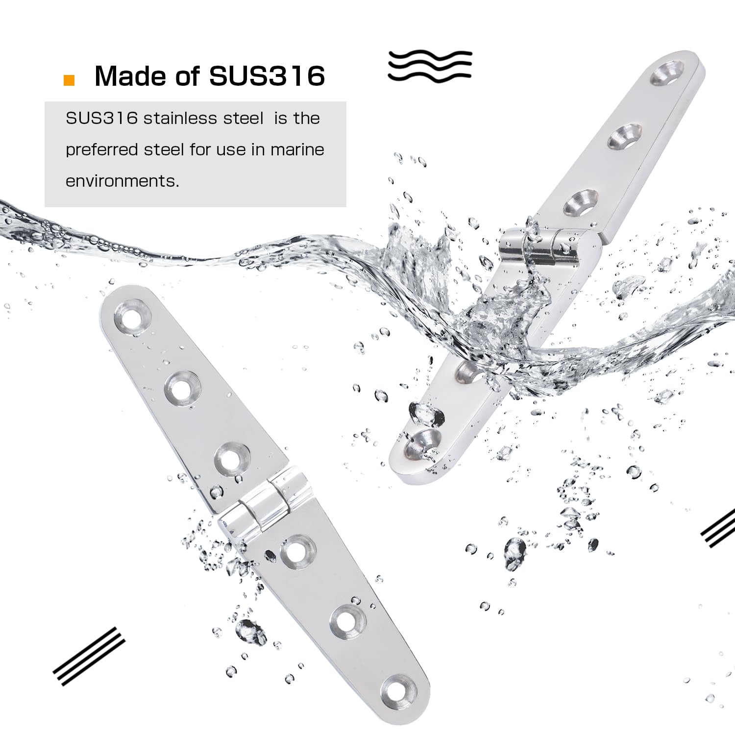 Atibin Heavy Duty Polished Stainless Steel 316 Marine Hinge - Yacht, Boat Deck & Cabinet Hardware - Corrosion Resistant for Saltwater & Outdoor Use