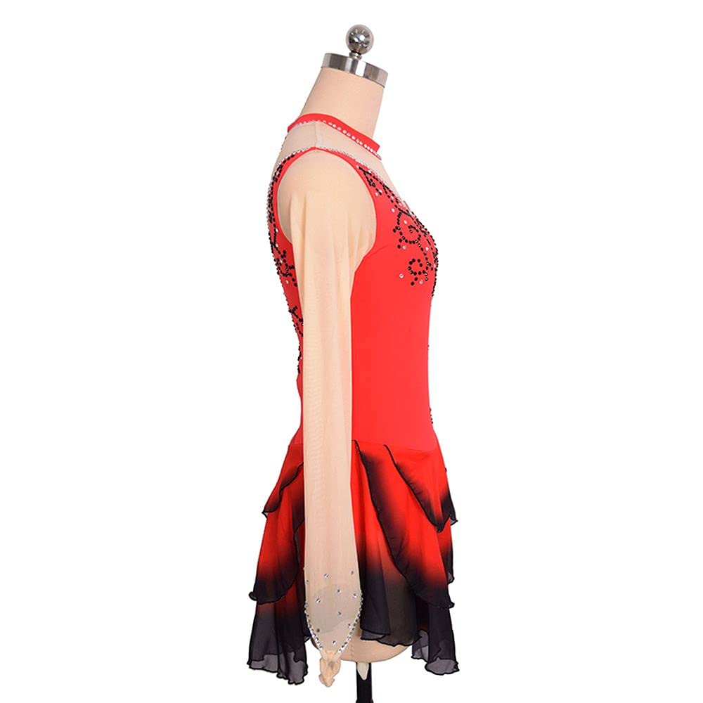 LIUHUO Girls Figure Skating Dress - Red Competition Performance Outfit for Teens & Youth | Ice Skating Costume for Shows, Recitals & Championships