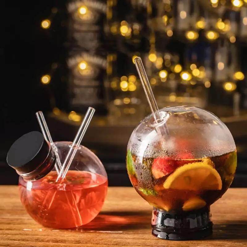 Premium Spherical Cocktail Glasses Set of 4 - Elegant Crystal Clear Martini Glasses for Whiskey, Margarita, Cosmopolitan - Perfect for Home Bar, Parties & Romantic Dinners