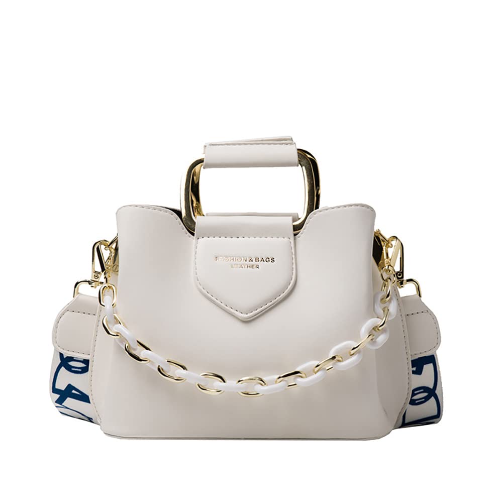 Stylish Women's Small Square Bucket Shoulder Bag with Metal Handle & Letter Strap - Soft Hobo Handbag for Work, Travel & Everyday Use