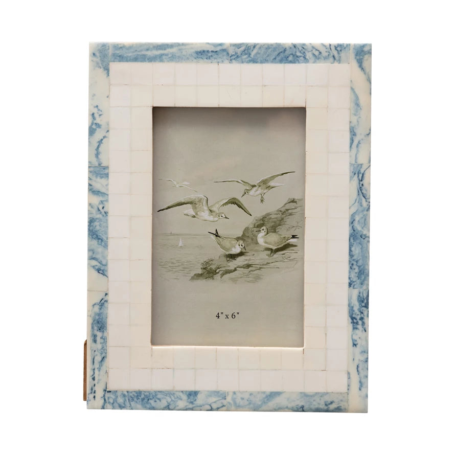 Elegant Blue and Ivory Photo Frame - Perfect for Wall Decor, Wedding Gifts & Home Display - 8x10 Inch Picture Frame with Glass Front & Hanging Hook