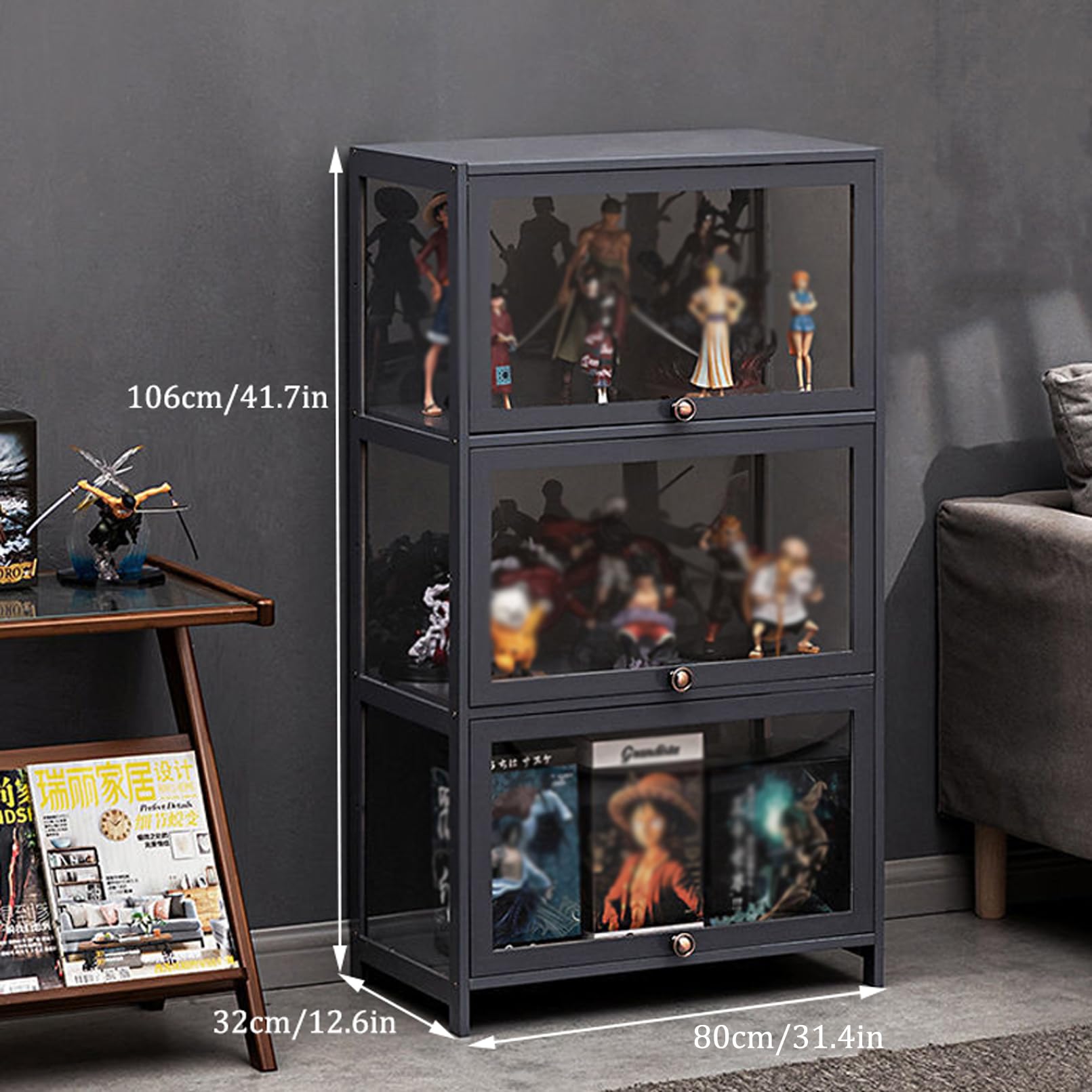 Acrylic Display Case for Collectibles - Clear Glass Cabinet for Action Figures & Toys - China Cabinet & Curio Storage Organizer - Perfect for Home Decor, Office Display & Collectible Showcase