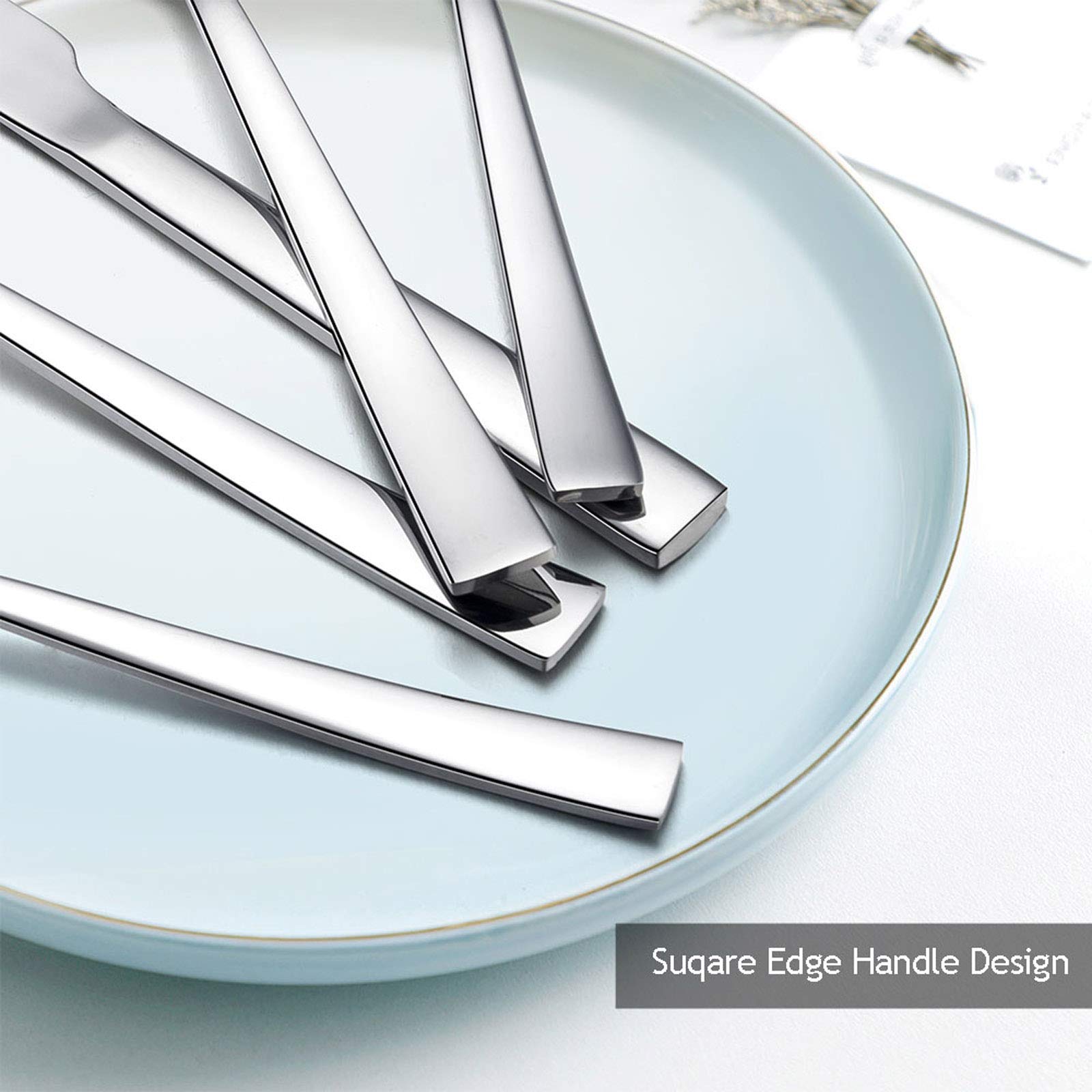 40-Piece Stainless Steel Flatware Set for 8 - Modern Silverware Cutlery Set with Square Edge & Mirror Finish - Dishwasher Safe for Home, Restaurant & Dinner Parties - Elegant Tableware for Everyday Meals, Special Occasions & Catering Events