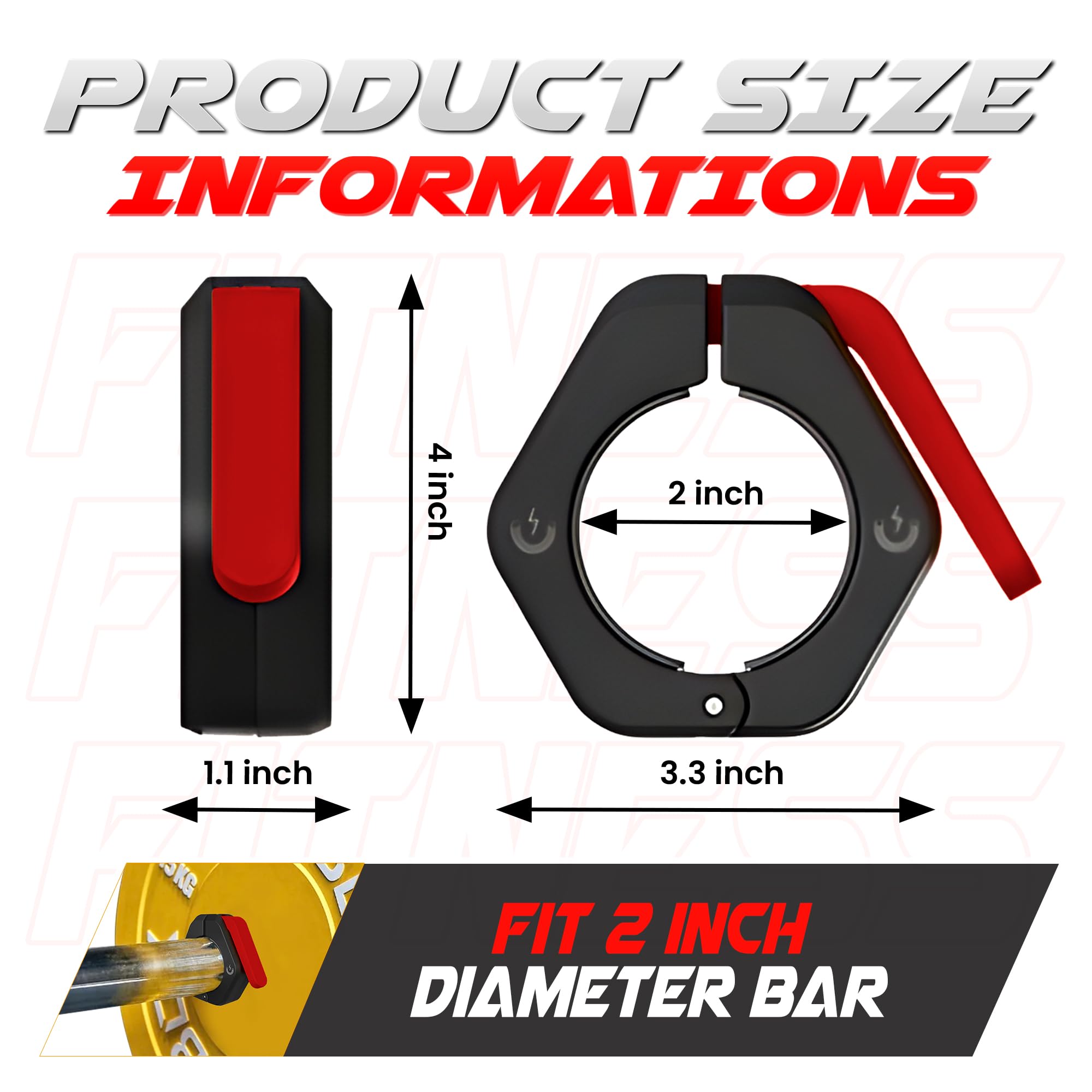 2 Inch Olympic Barbell Clips - Heavy Duty Weight Bar Clamps & Collars for Gym, Weight Lifting & Strength Training - Secure Your Weights During CrossFit, Powerlifting & Home Workouts