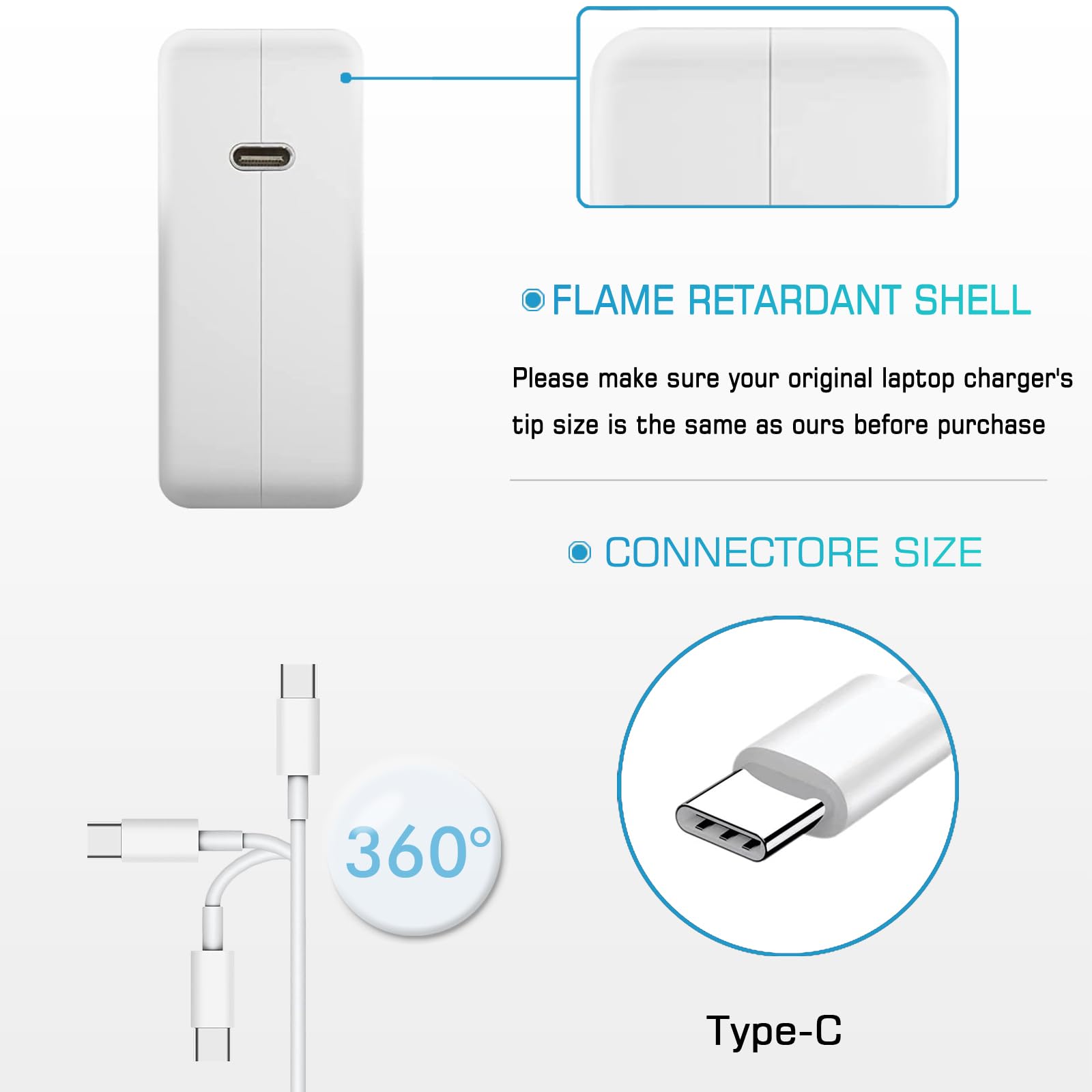 96W USB-C Fast Charger for MacBook Pro 13/14/15/16 inch - Compatible with New iPad Pro, Samsung Galaxy & All USB-C Devices | Home, Office & Travel Charging Solution
