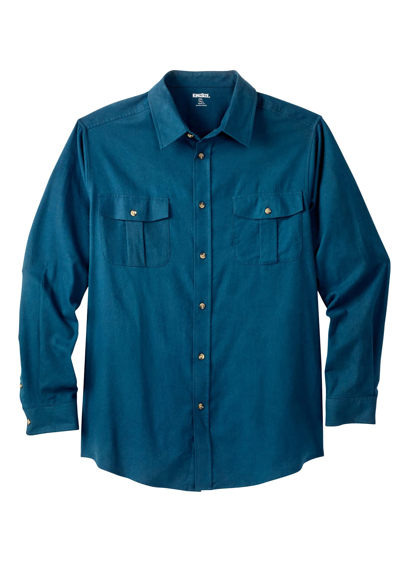 KingSize Men's Big & Tall Signature Solid Flannel Shirt - Comfortable & Durable Cotton Plaid Shirt for Casual Wear, Outdoor Activities & Winter Layering