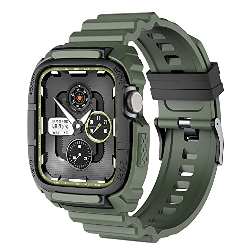 Loxoto Rugged Shockproof Case with TPU Band for Apple Watch 45mm 44mm - Military Grade Protective Cover Compatible with iWatch Series 8/7/6/SE/5/4/3 - Durable Sport Bumper for Men & Women - Perfect for Outdoor Activities, Workouts & Daily Wear