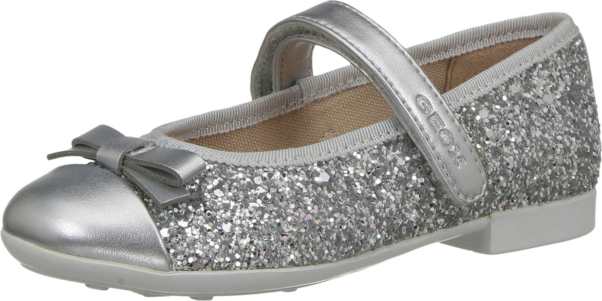 Geox Girl's PLIE 46 Ballet Flats - Silver Comfortable School Shoes for Big Kids (Size 36 EU/4 US) | Perfect for Dance Class, School Uniform & Everyday Wear