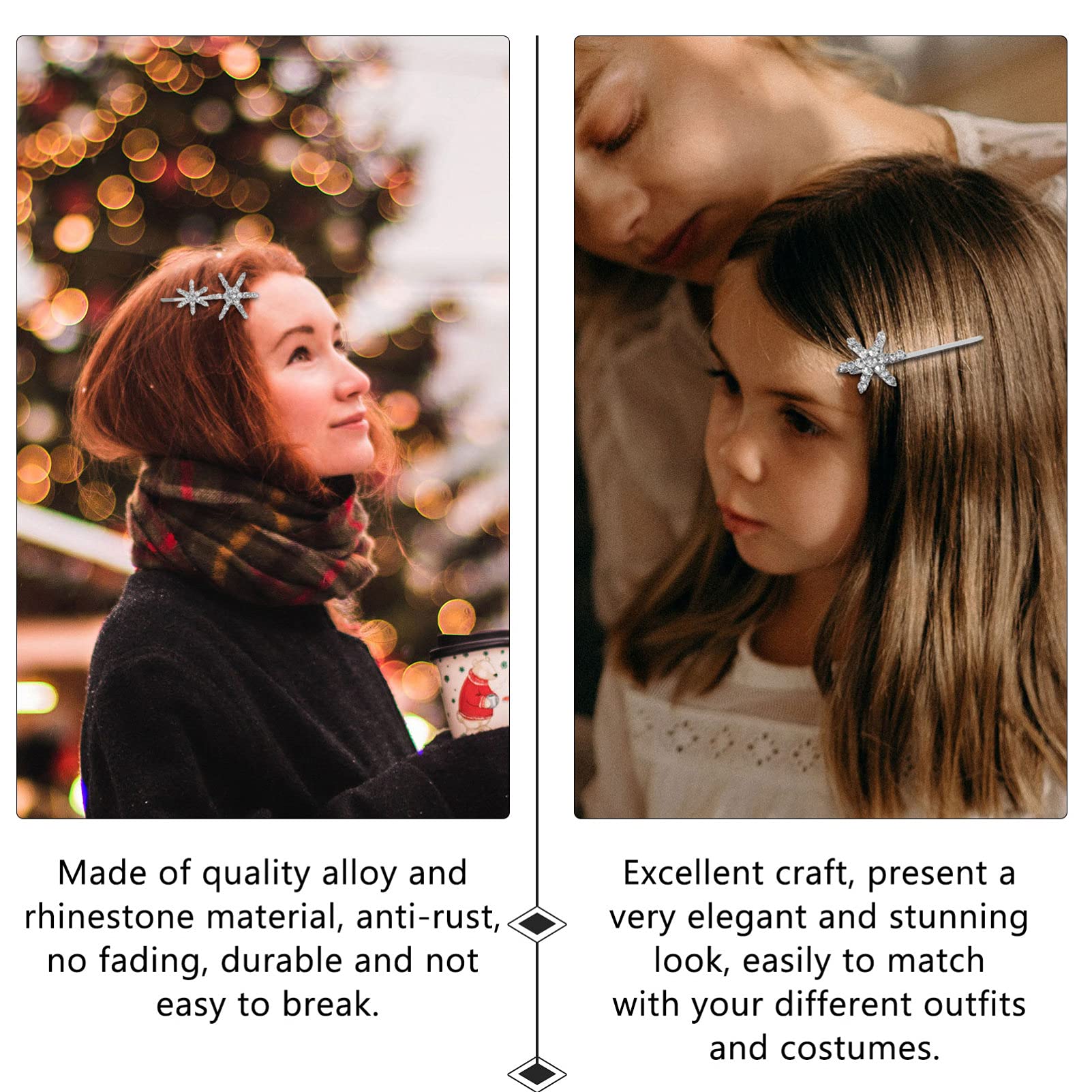 Beaupretty 3-Piece Crystal Rhinestone Star Hair Clips - Shiny Silver Hair Barrettes & Bobby Pins for Women | Perfect for Parties, Weddings & Everyday Hair Accessories