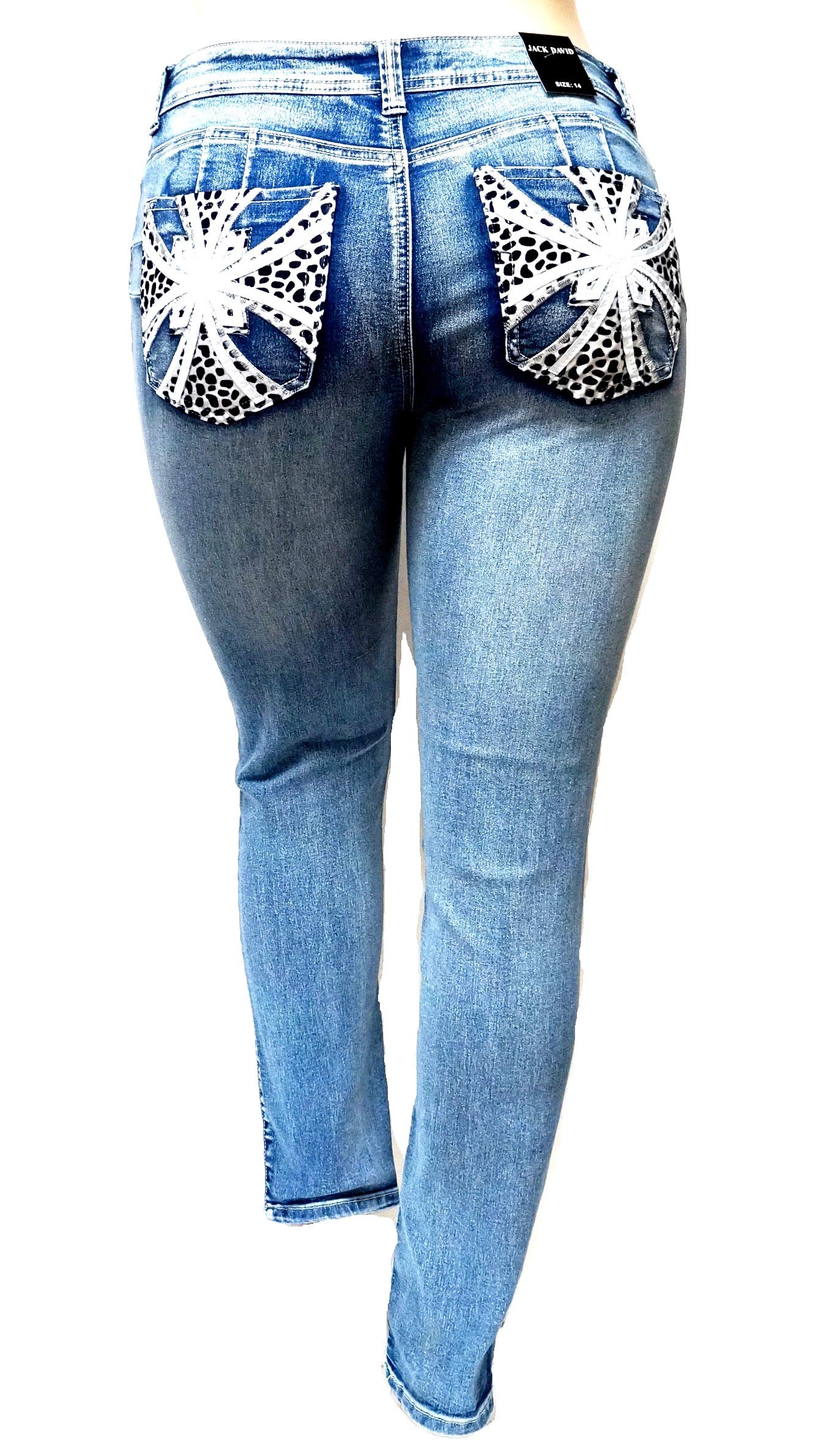 Jack David Handcrafted Women's Plus Size Stretch Premium Blue Black Denim Jeans - Slim Bootcut & Skinny Pants for Casual Wear, Office & Night Out