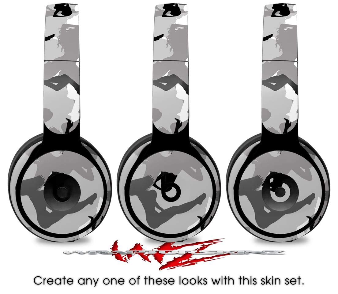 Beats Solo Pro Headphones Skin Decal Wrap - Sexy Girl Silhouette Camo Gray Design | Protective Vinyl Cover | Compatible with Original Beats Solo Pro (Headphones Not Included) | Perfect for Music Lovers, Gym Enthusiasts & Travel Accessories