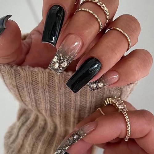 Black with Glitter Rhinestones A02