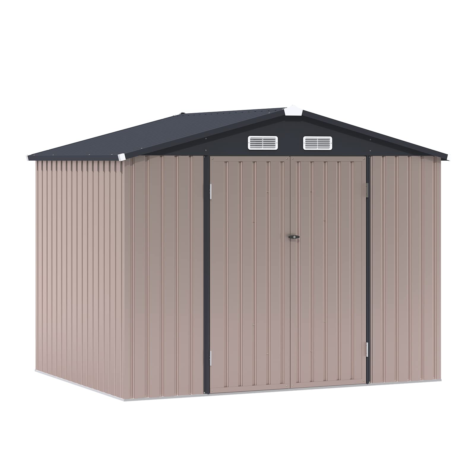 OC Orange-Casual 8x6 FT Outdoor Metal Storage Shed - Galvanized Steel Garden Tool Shed with Lockable Door for Backyard, Patio & Lawn (Brown) | Weatherproof Storage for Gardening Tools, Lawn Equipment & Outdoor Supplies