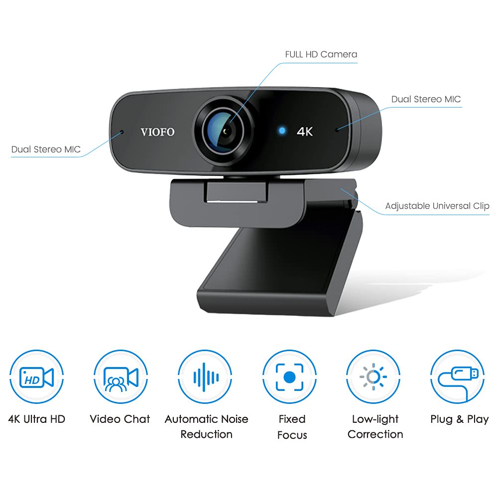 VIOFO 4K Webcam with Mic for PC/Mac - Perfect for Zoom, Gaming & Streaming