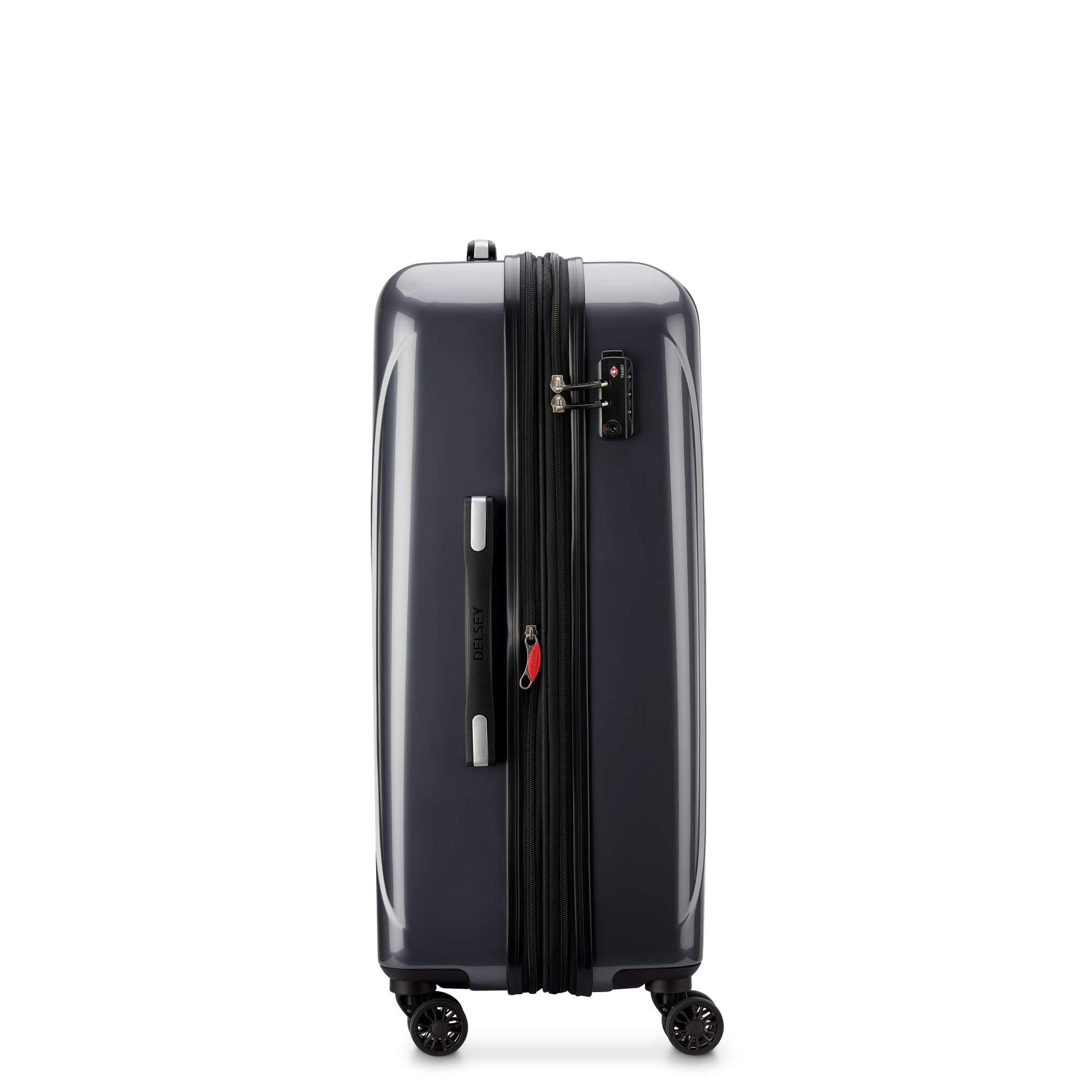 Delsey Helium Aero 25-Inch Expandable Spinner Luggage - Lightweight Carry On Suitcase with 360° Wheels, TSA Lock & Durable Shell (Platinum) - Perfect for Business Travel & International Trips