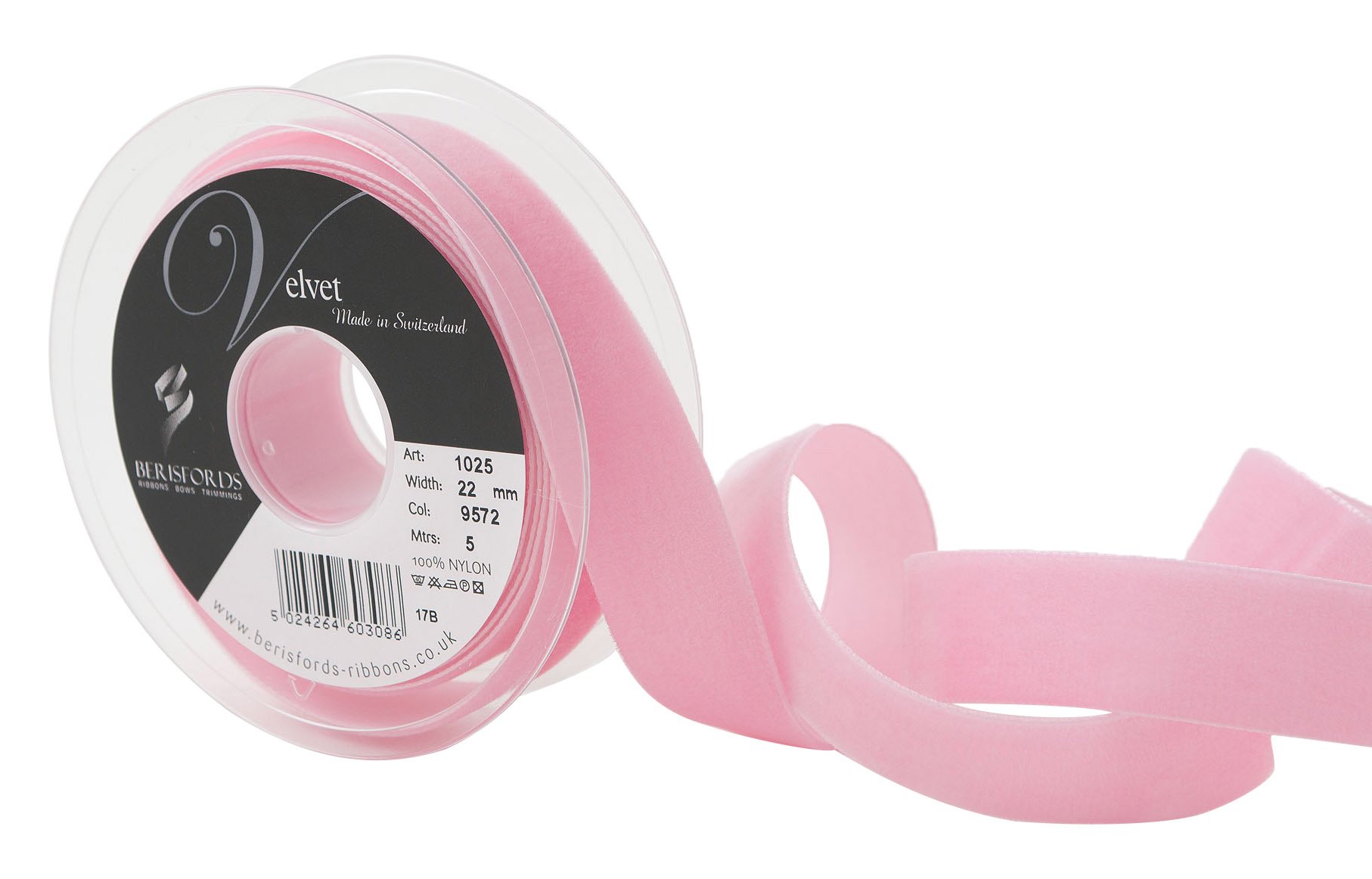 Blush Rose Velvet Ribbon - 10.2 x 3 x 10.2 cm - Premium Decorative Ribbon for Gift Wrapping, Wedding Decorations & DIY Crafts