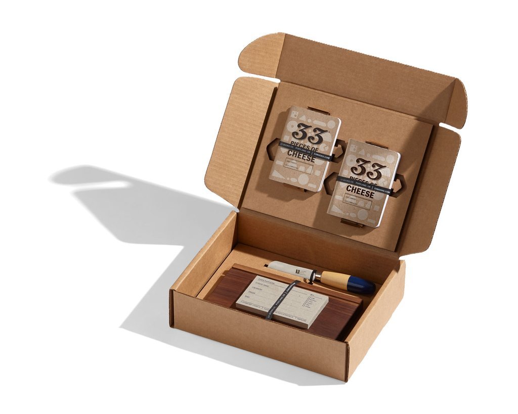 33 Books Co. Premium Cheese Tasting Gift Set - 33 Cheese Varieties with 2 Copies Each, Cheese Board, Knives & Placards | Perfect for Wine Pairings, Dinner Parties & Gourmet Gifts